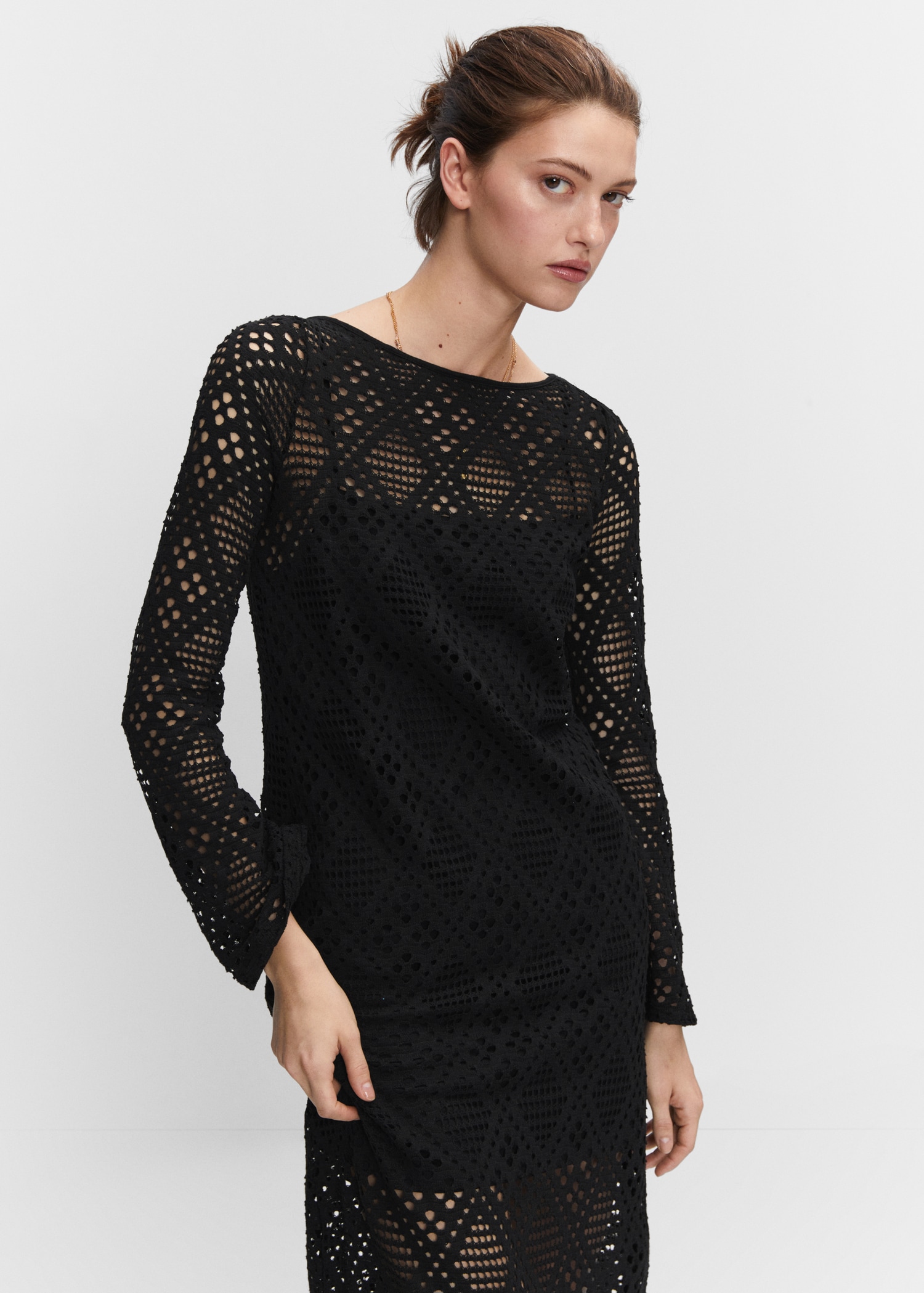 Geometric-pattern openwork dress - Medium plane