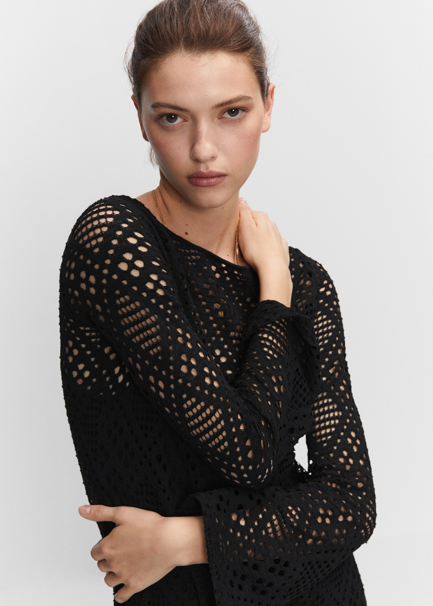 Geometric-pattern openwork dress - Details of the article 1