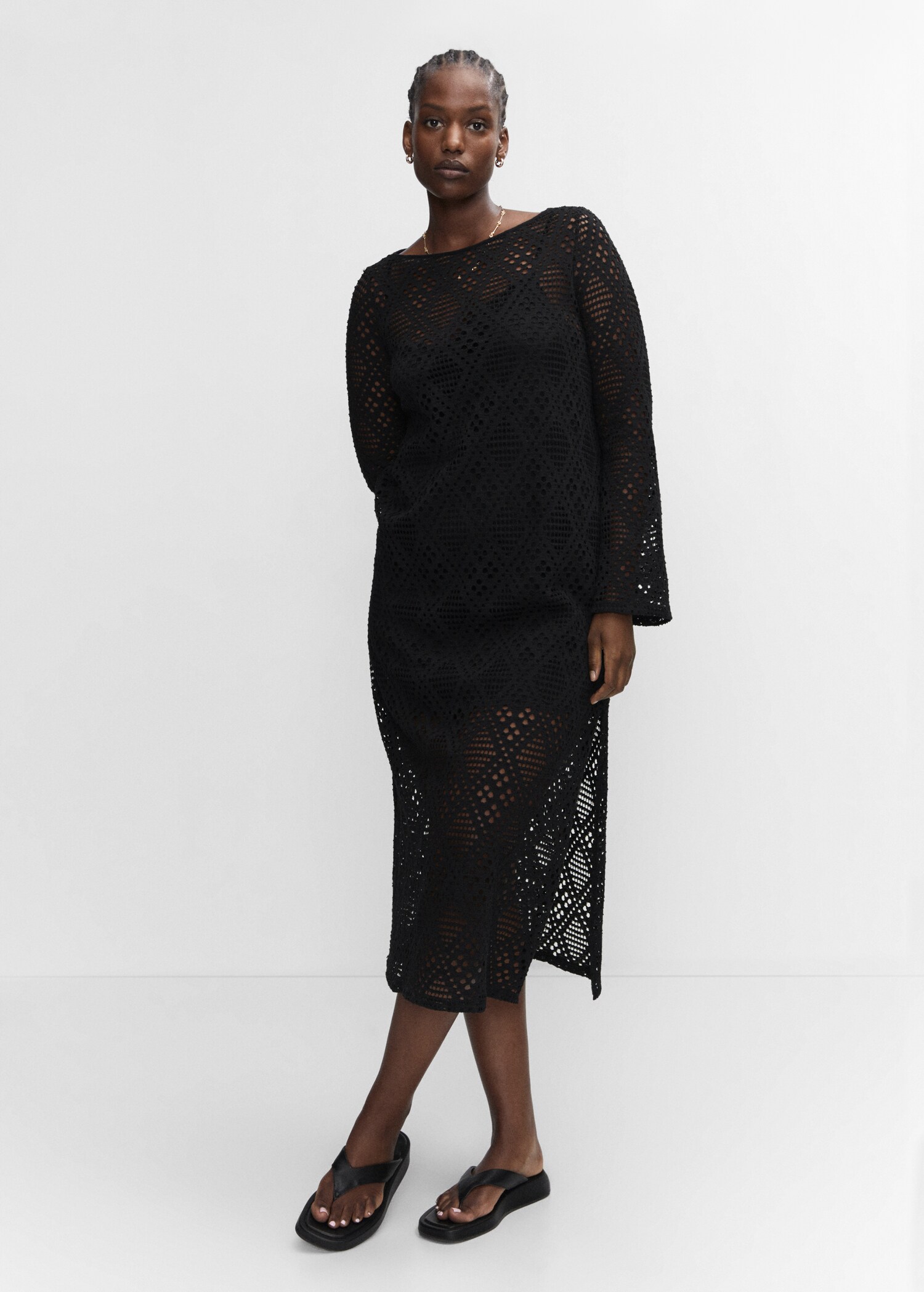 Geometric-pattern openwork dress - Details of the article 3