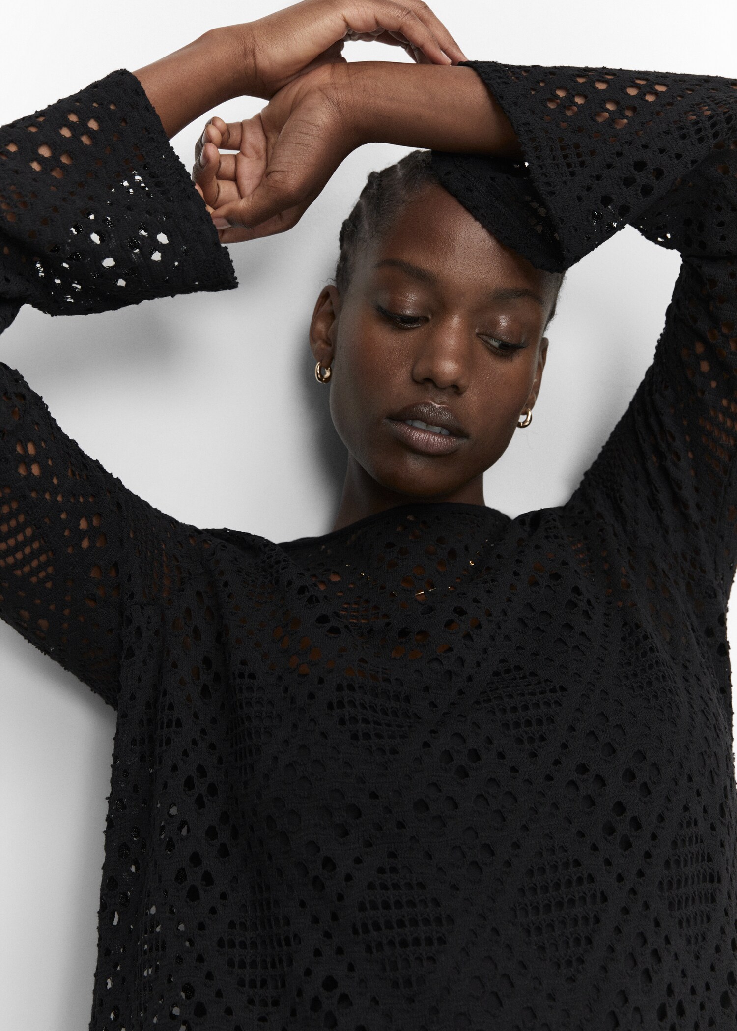 Geometric-pattern openwork dress - Details of the article 4