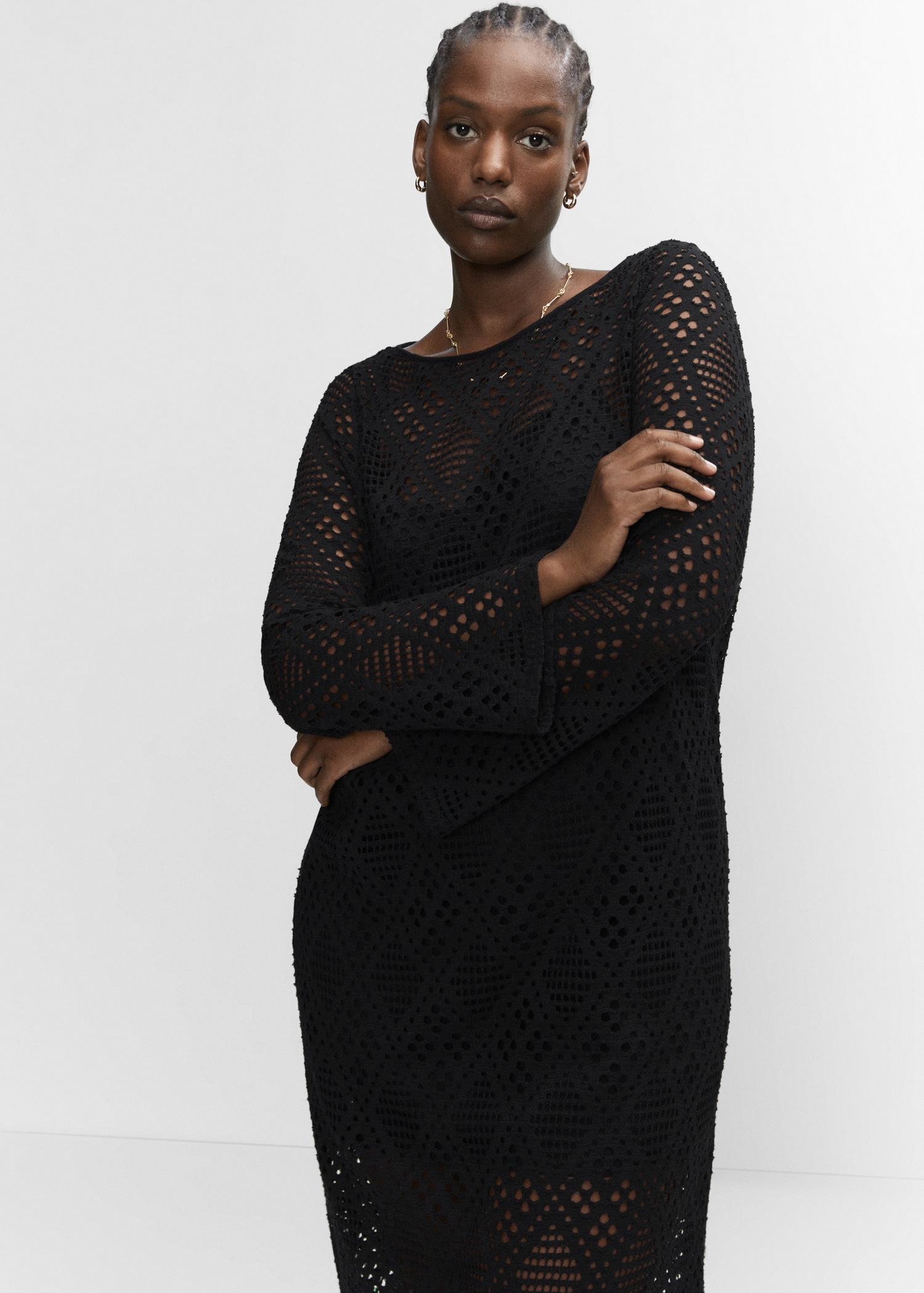 Geometric-pattern openwork dress - Details of the article 5