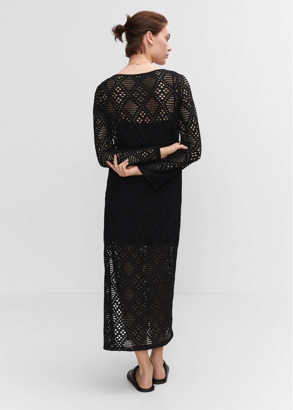 Geometric-pattern openwork dress - Women | MANGO Libya