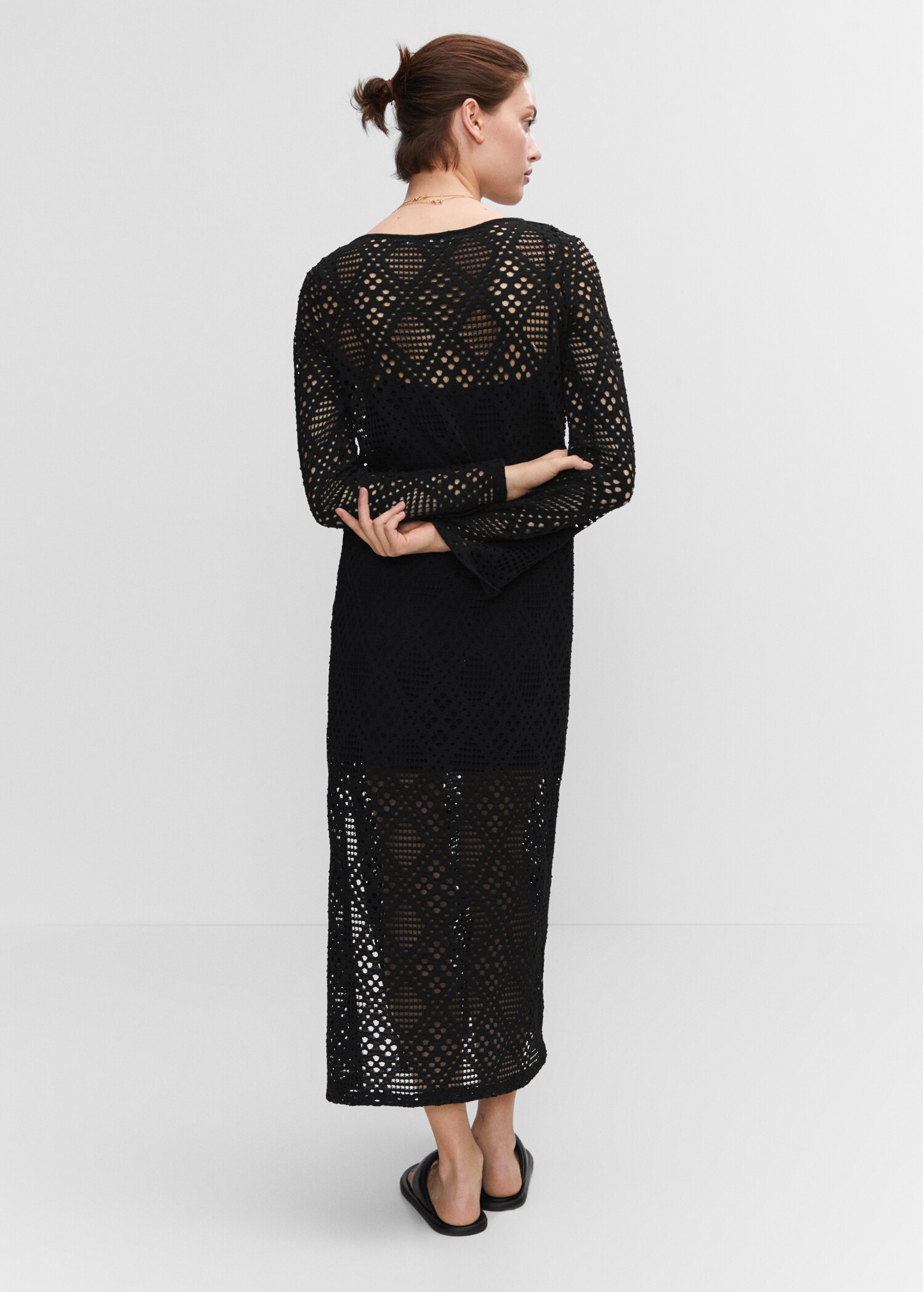 Geometric-pattern openwork dress - Reverse of the article