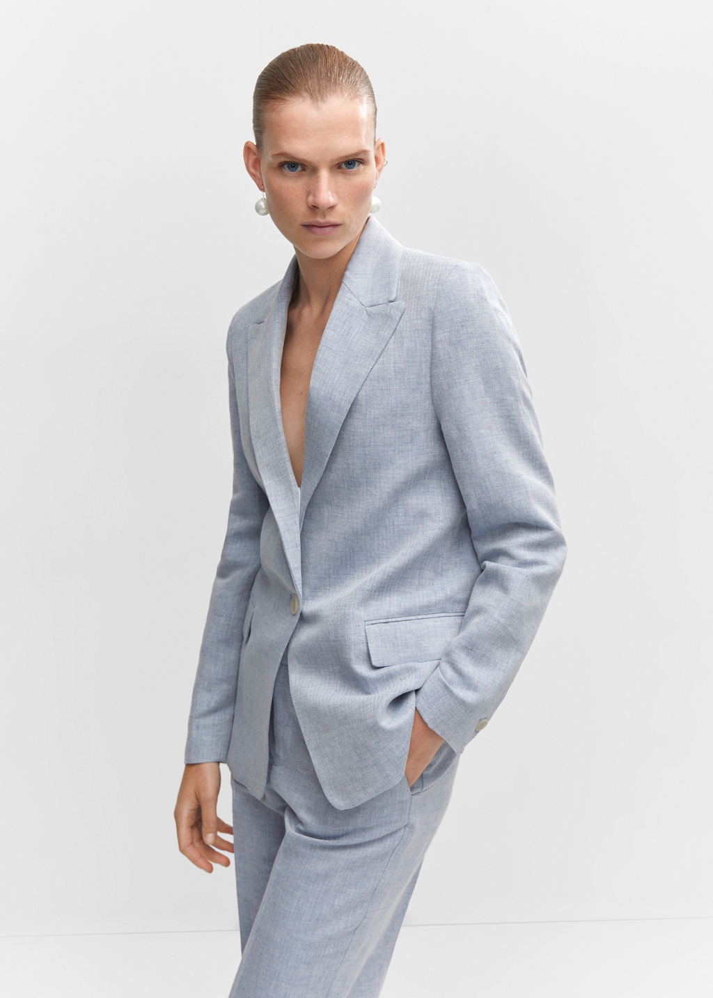 Linen blazer suit Women MANGO Azerbaijan