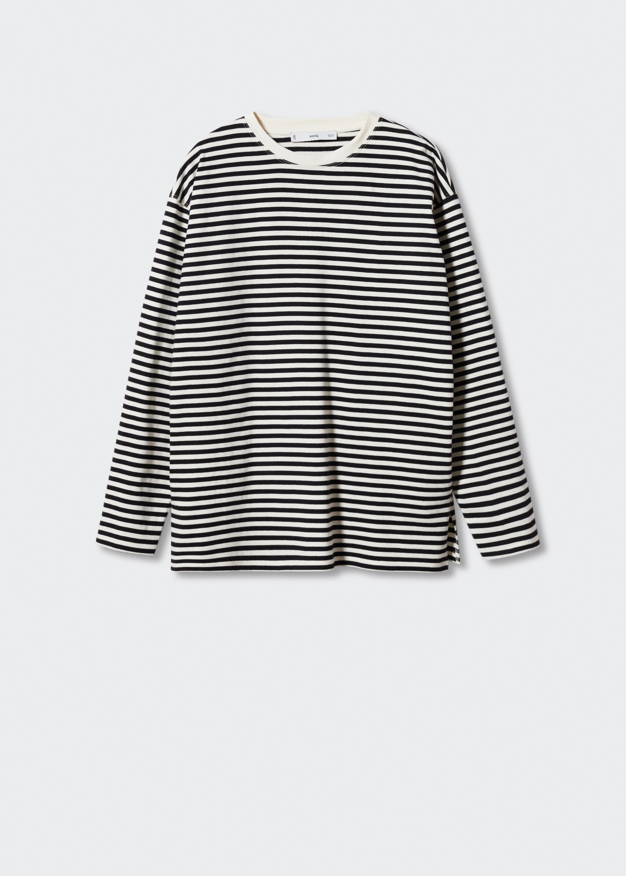 Striped cotton T-shirt - Article without model, Black. Ref: 47061316-00.