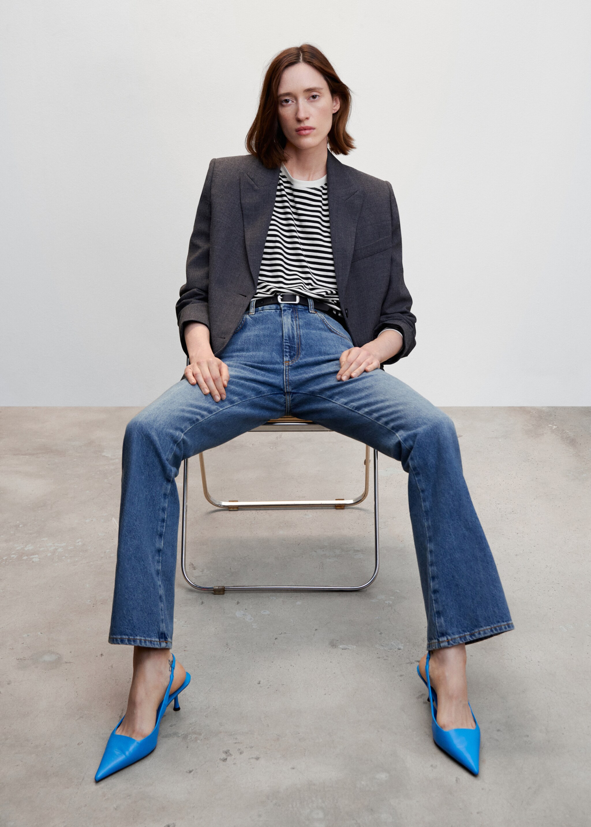 Striped cotton T-shirt - Details of the article 2, Black. Ref: 47061316-00.