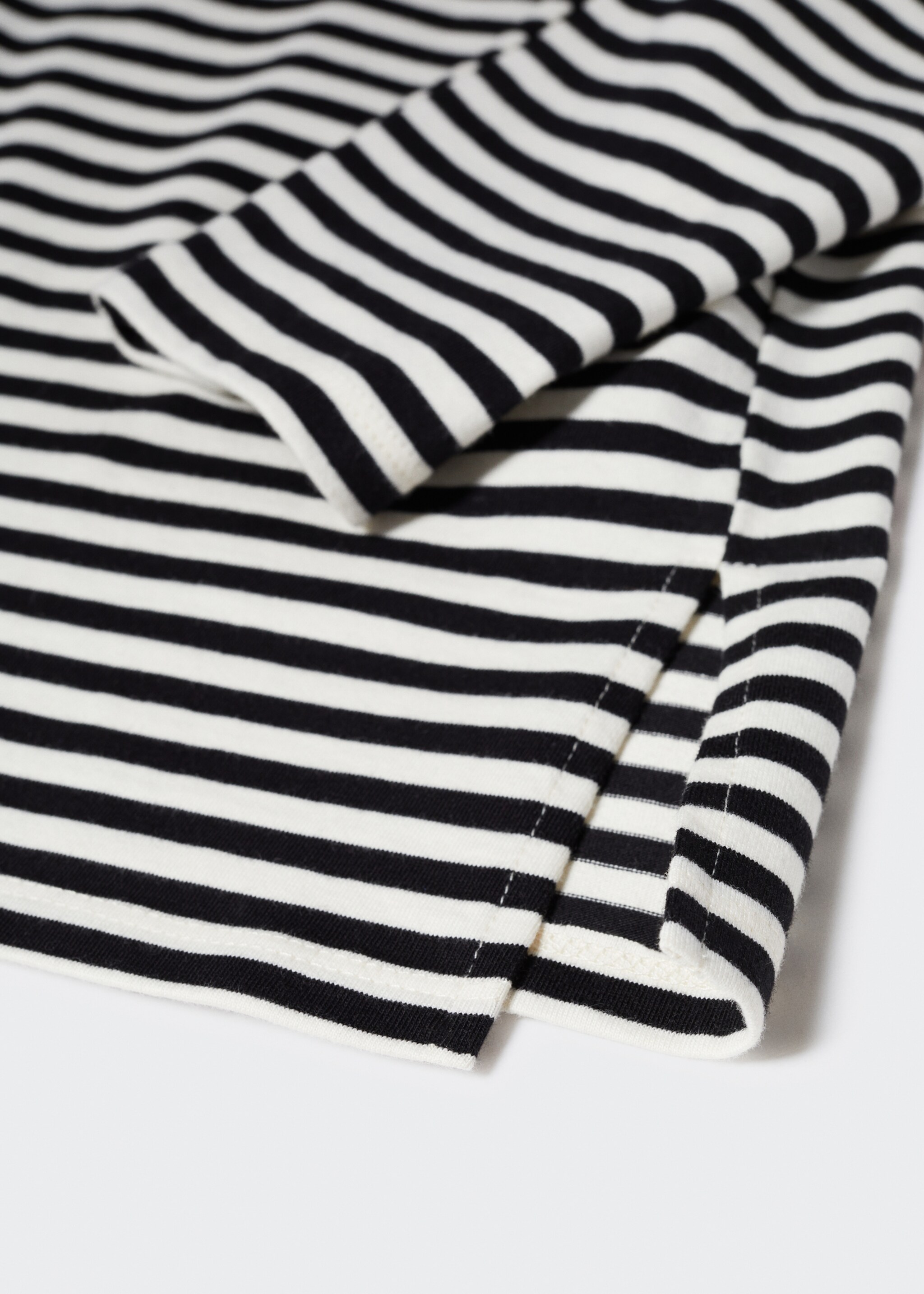 Striped cotton T-shirt - Details of the article 8, Black. Ref: 47061316-00.