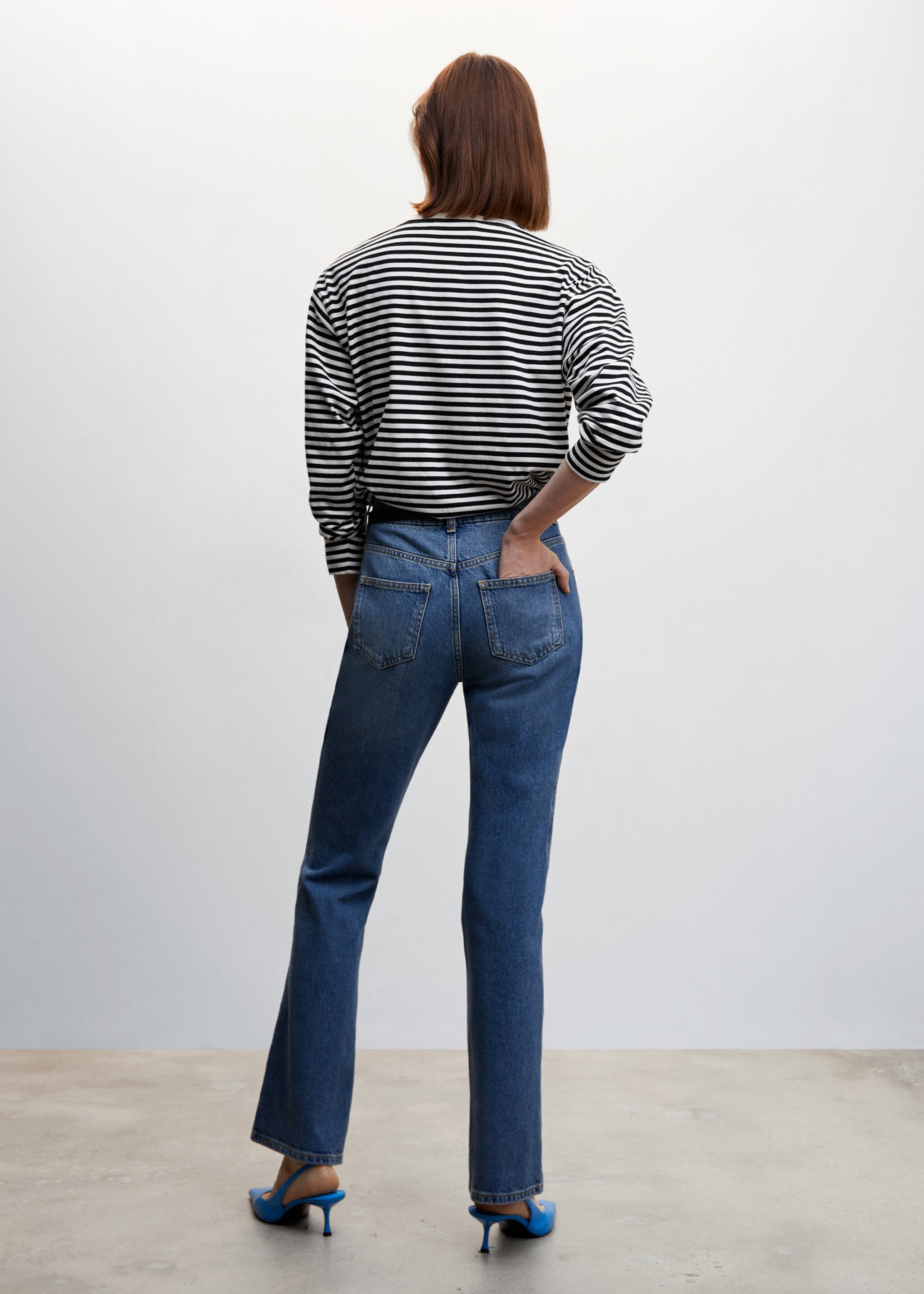 Striped cotton T-shirt - Reverse of the article, Black. Ref: 47061316-00.