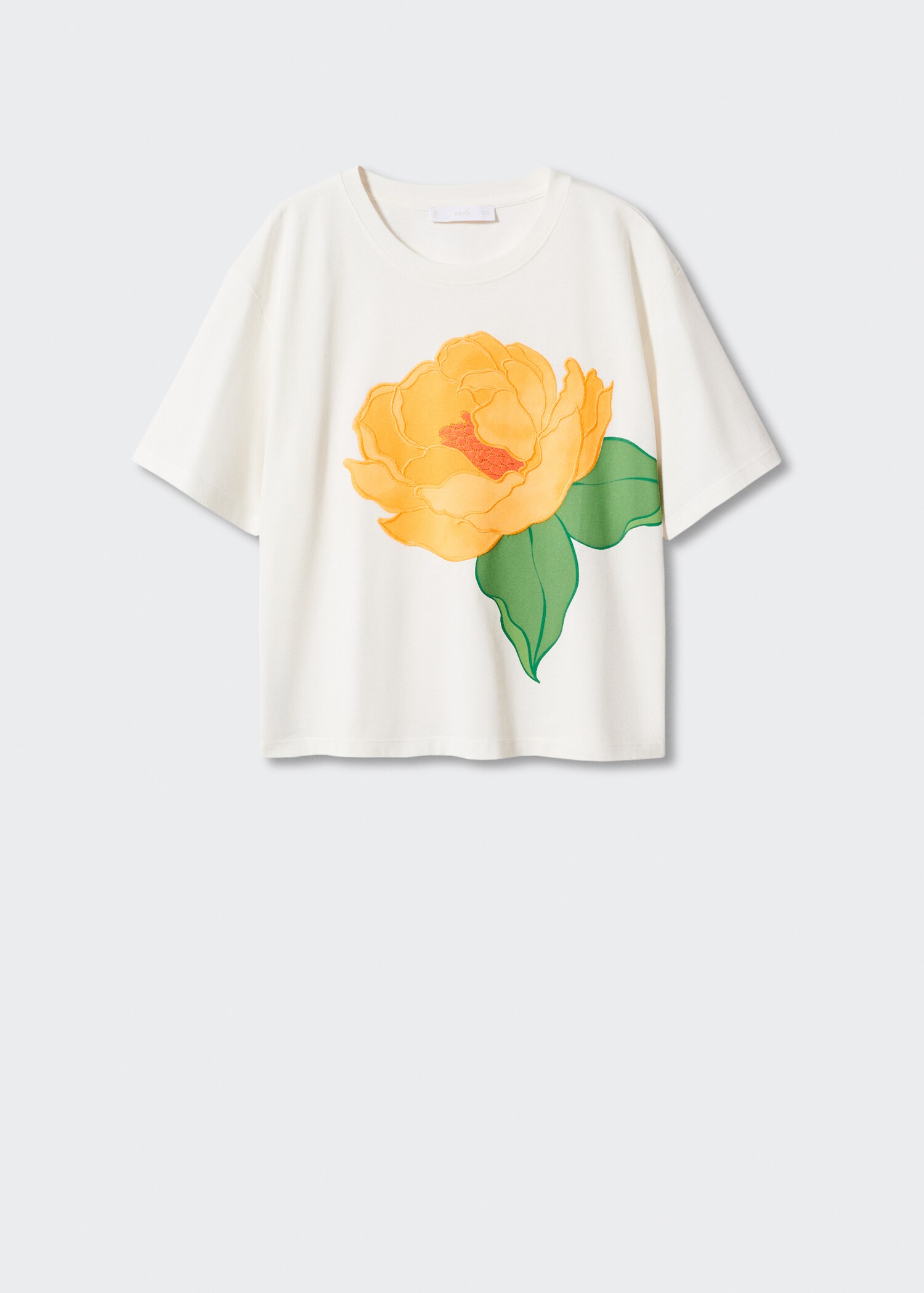 Gemustertes T-Shirt mit Stickerei - Artikel ohne Model