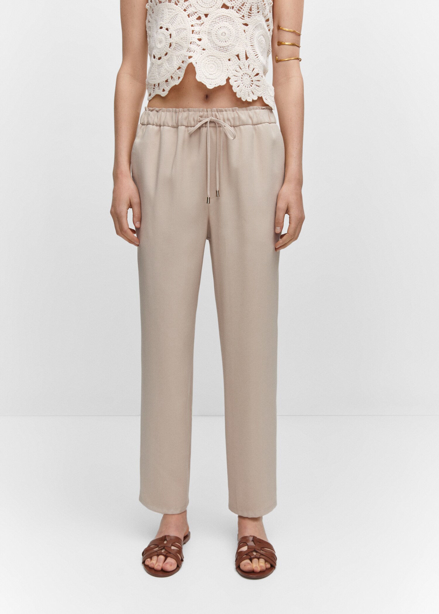 Drawstring flowy trousers - Medium plane