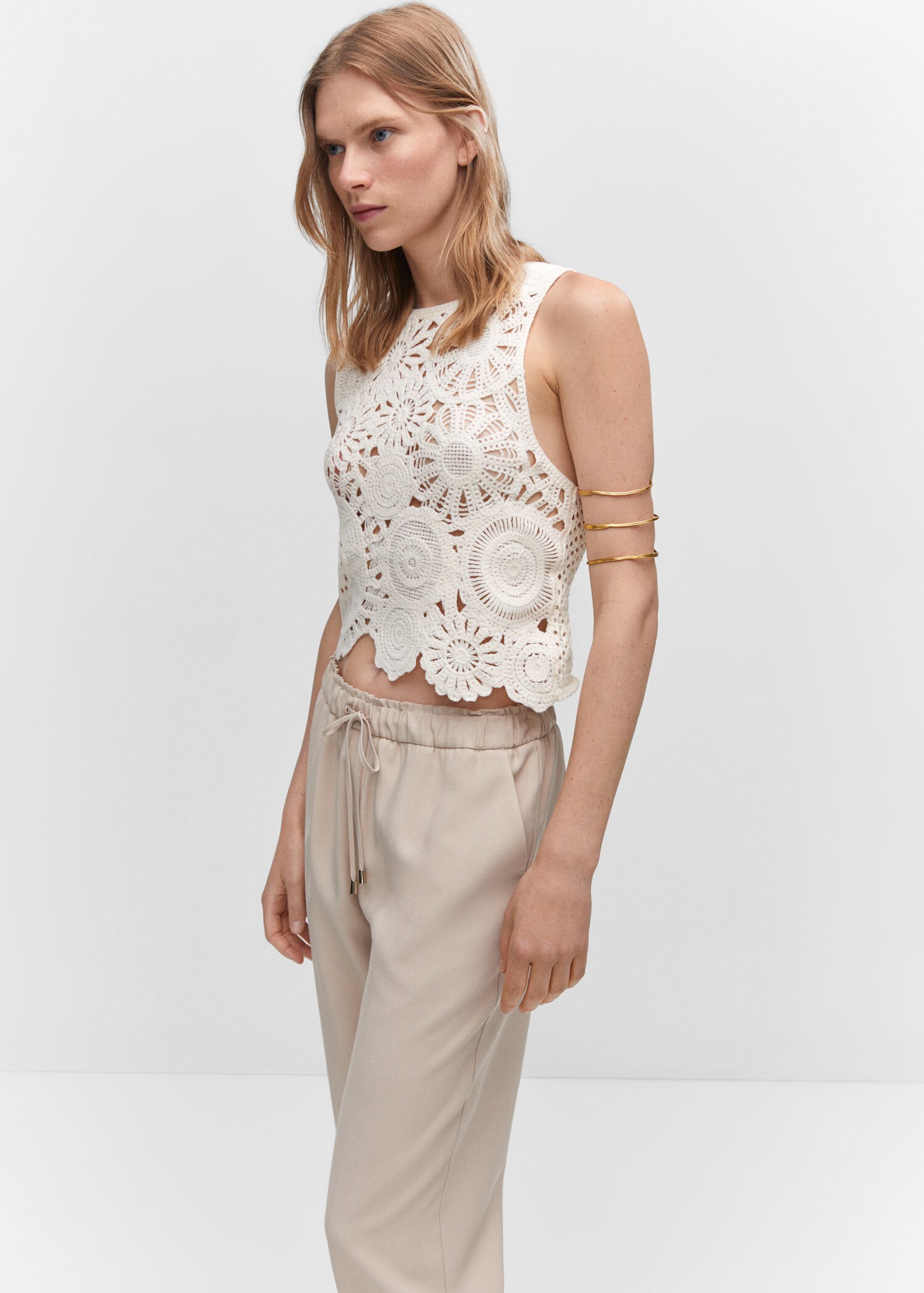 Drawstring flowy trousers - Details of the article 1