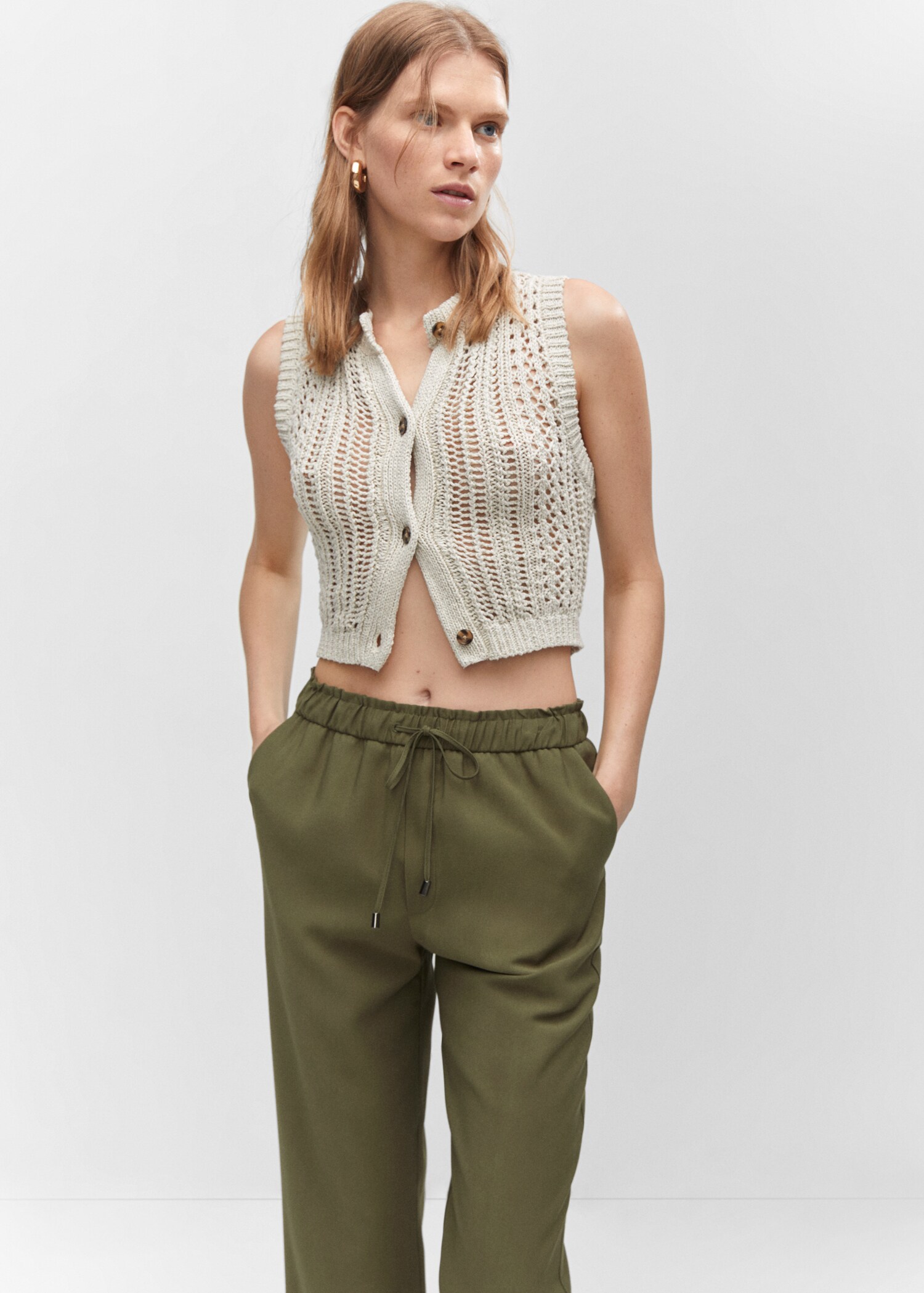 Drawstring flowy trousers - Details of the article 2