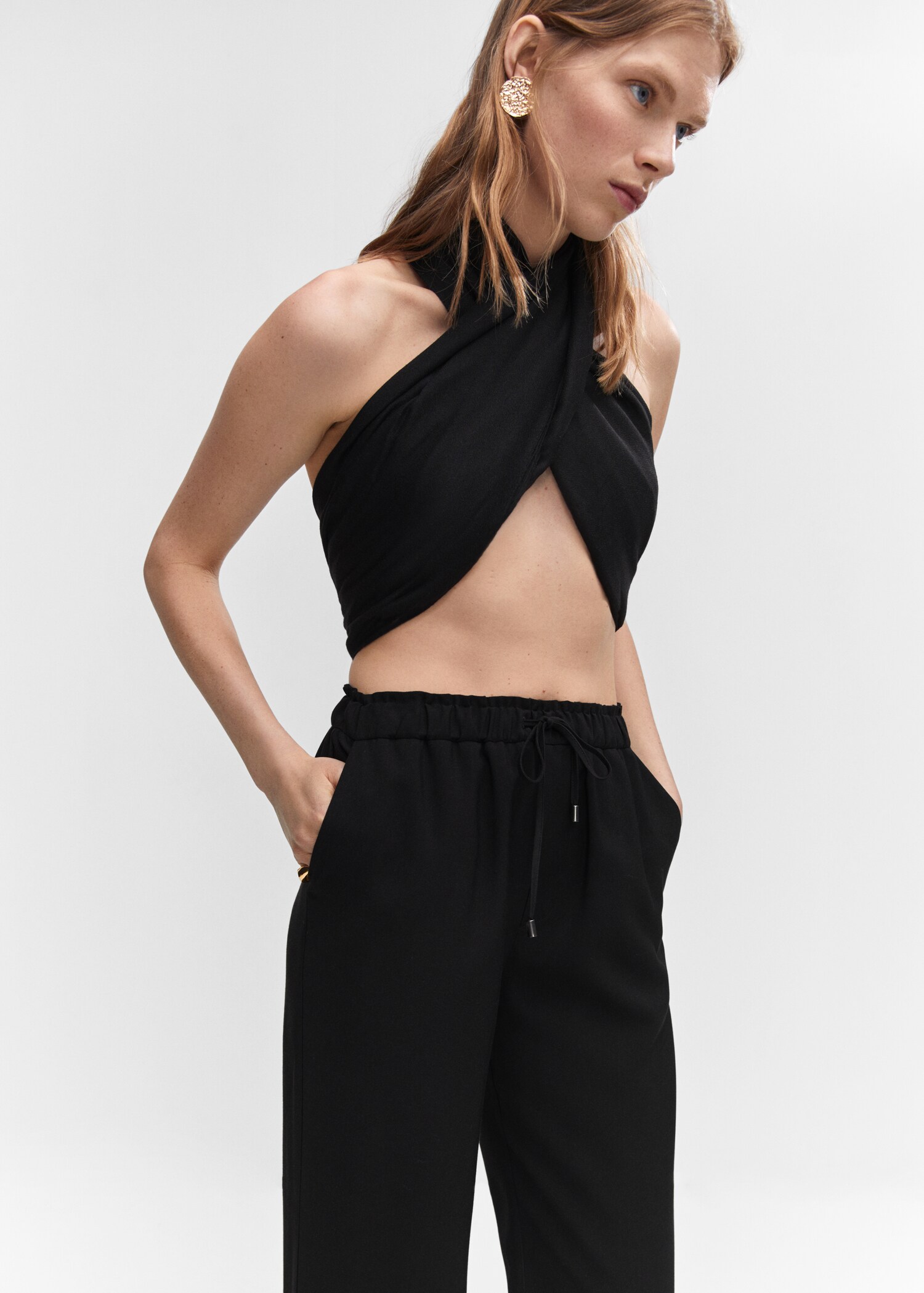 Drawstring flowy trousers - Details of the article 1