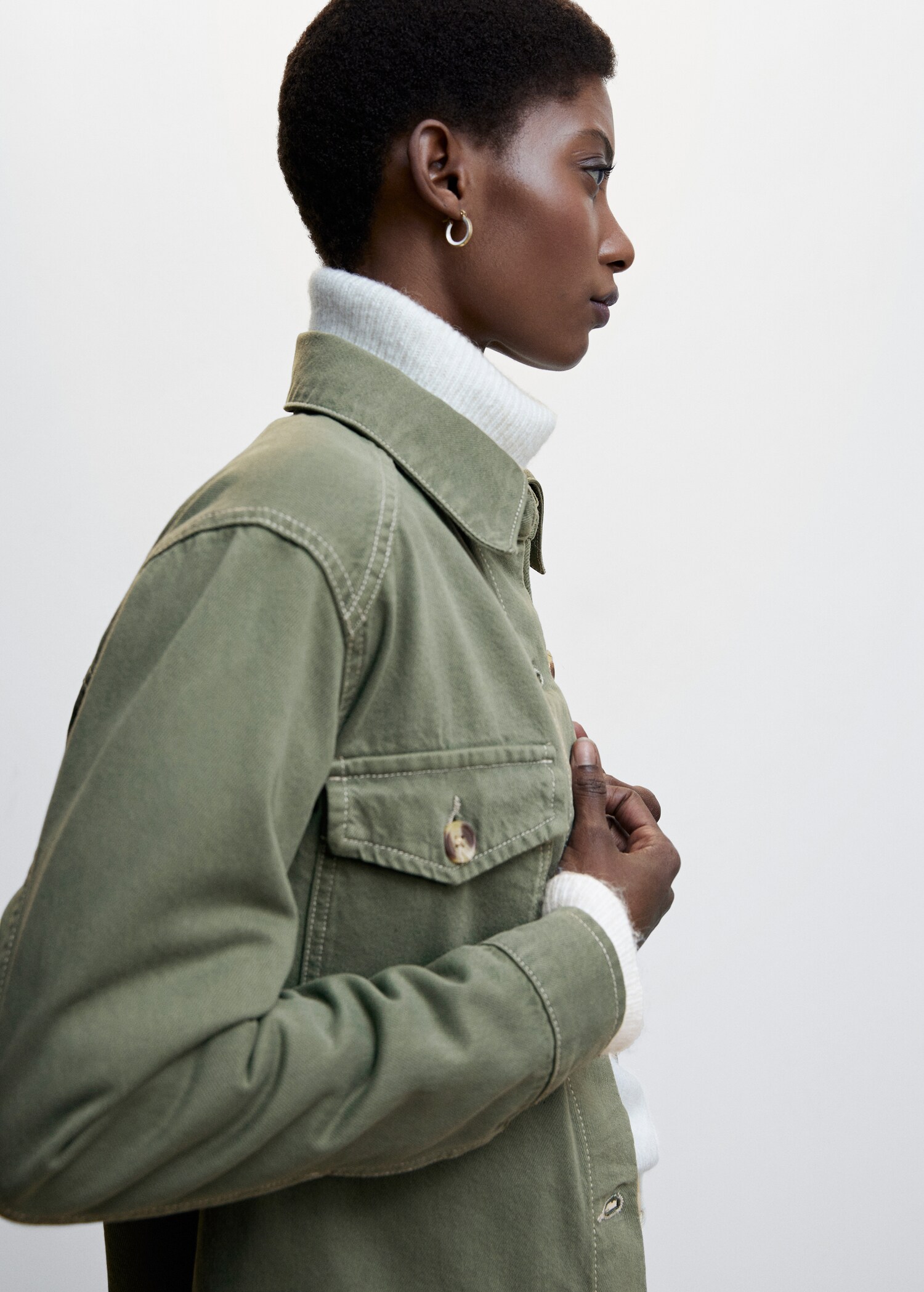 Chest-pocket cotton overshirt - Details of the article 1