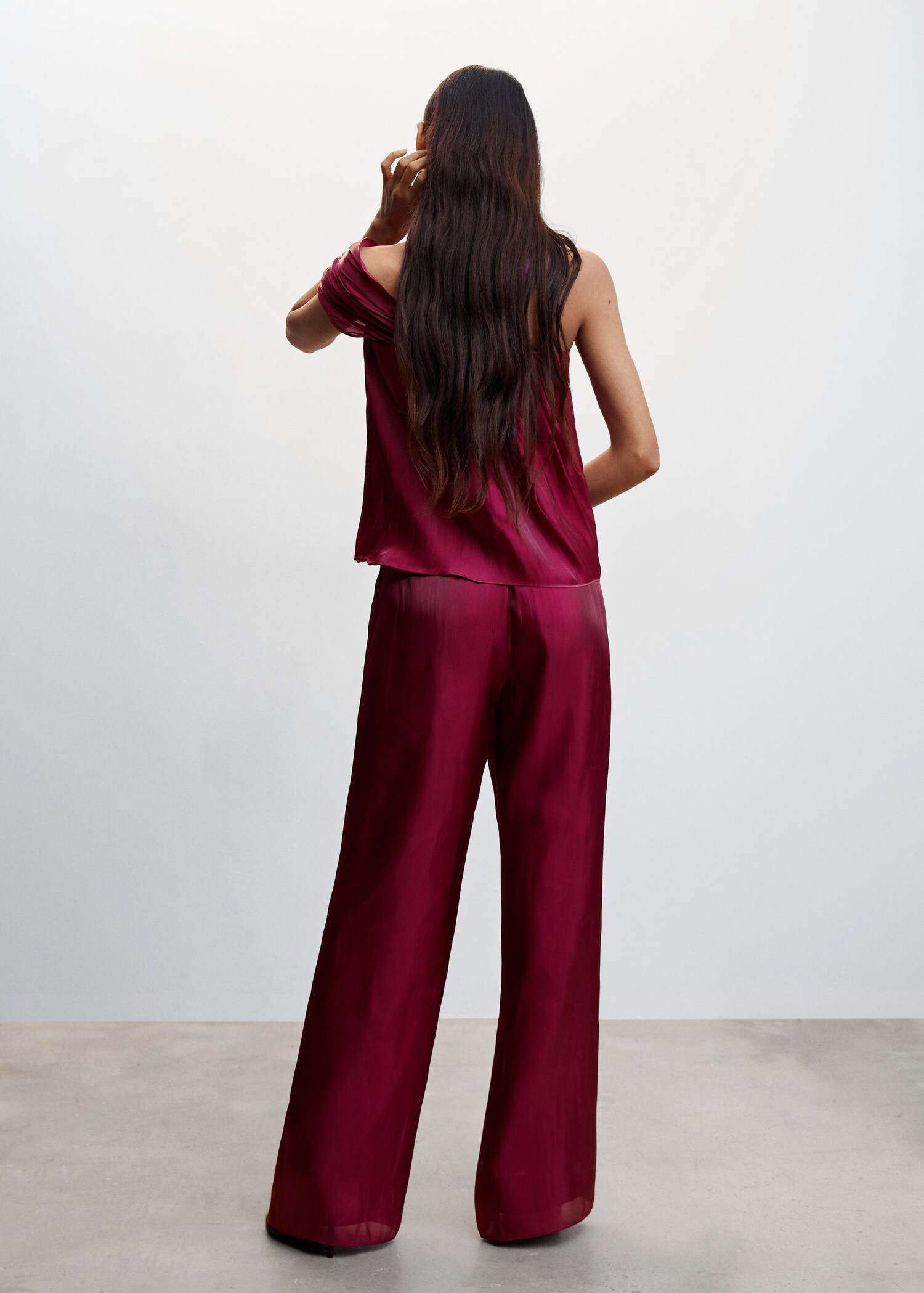 Asymmetric satin blouse - Reverse of the article