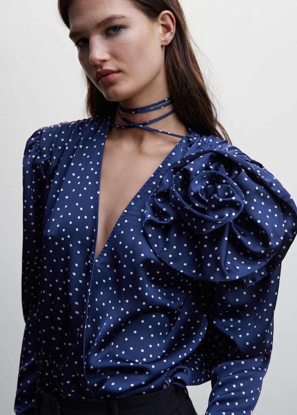 Polka dot satin top sale
