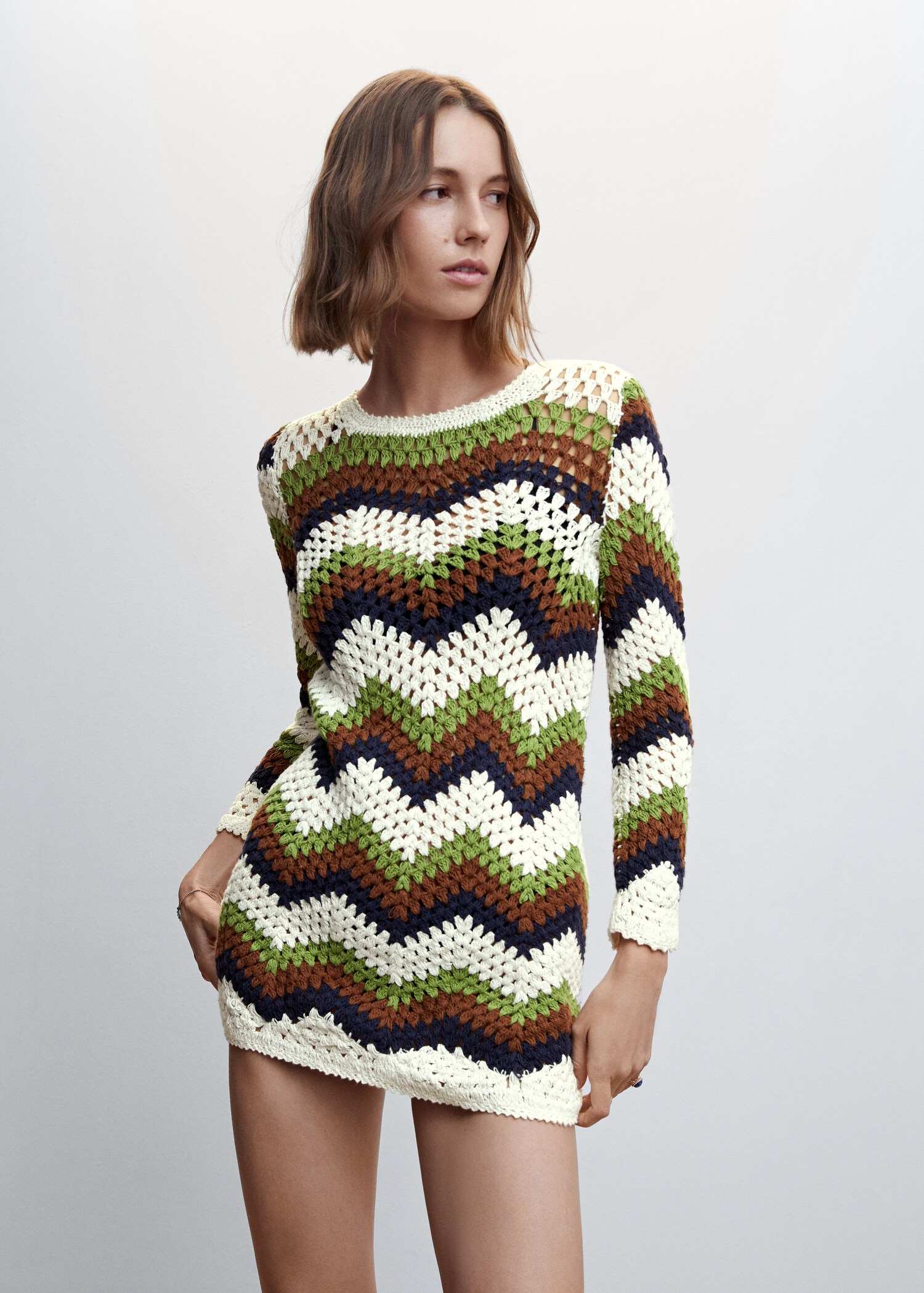 Crochet mini dress - Women | MANGO Iraq Crochet mini dress - Women | MANGO Iraq