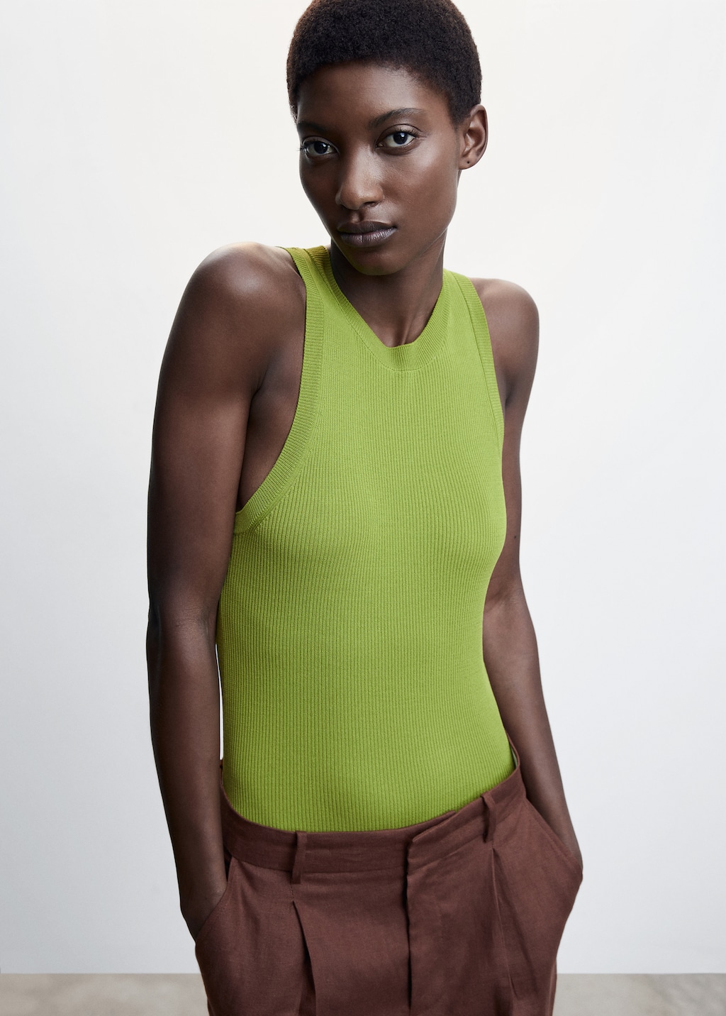 Knitted top with wide straps Women MANGO Azerbaijan