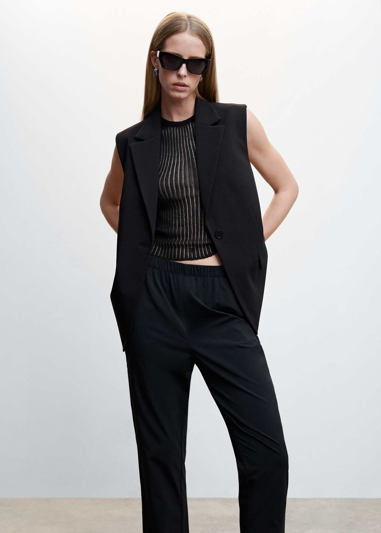 Elastic waist flowy trousers - Детальніше про товар 1