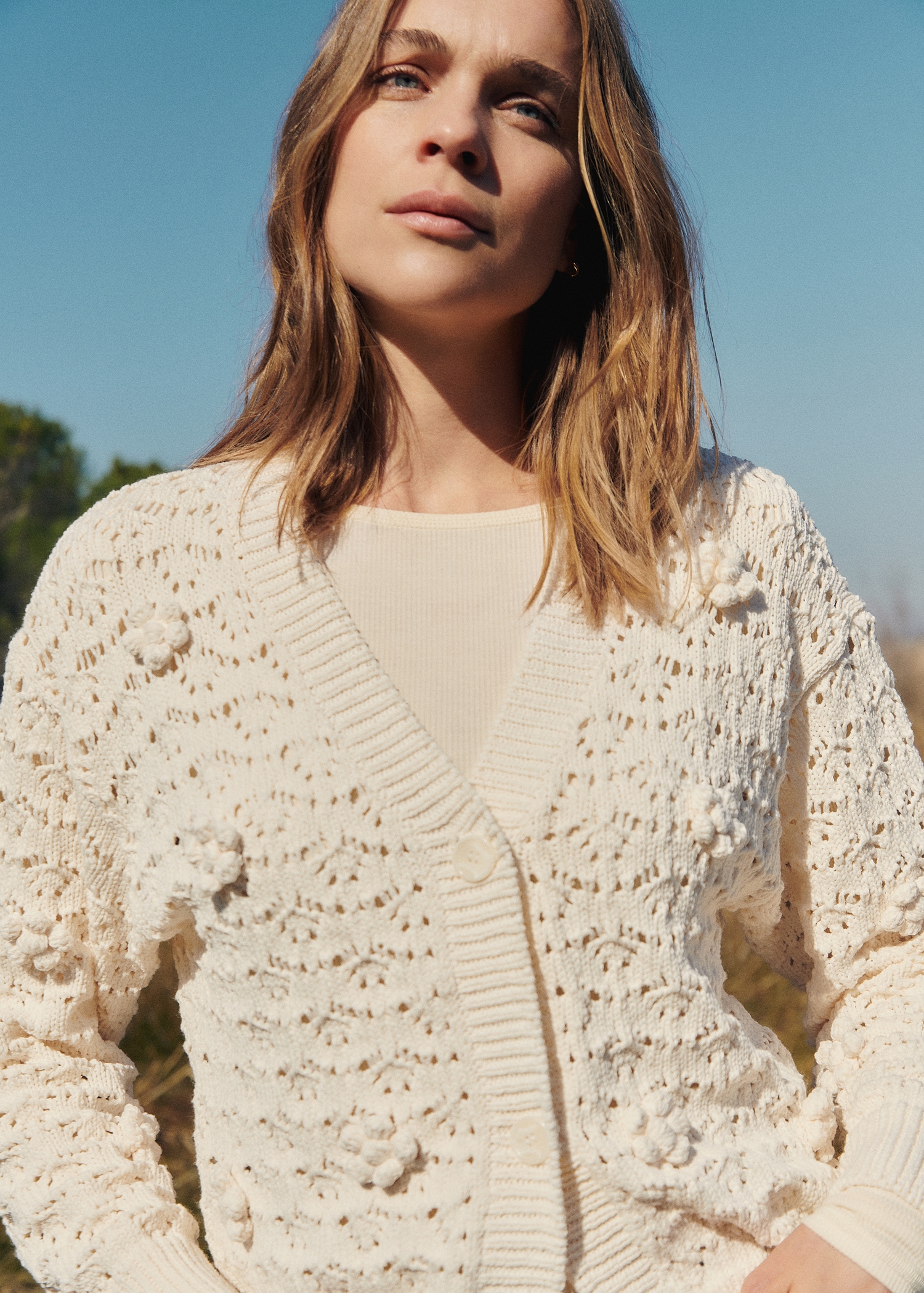 Openwork Crochet Flower Knitting Cardigan Openwork Crochet Flower Knitting Cardigan