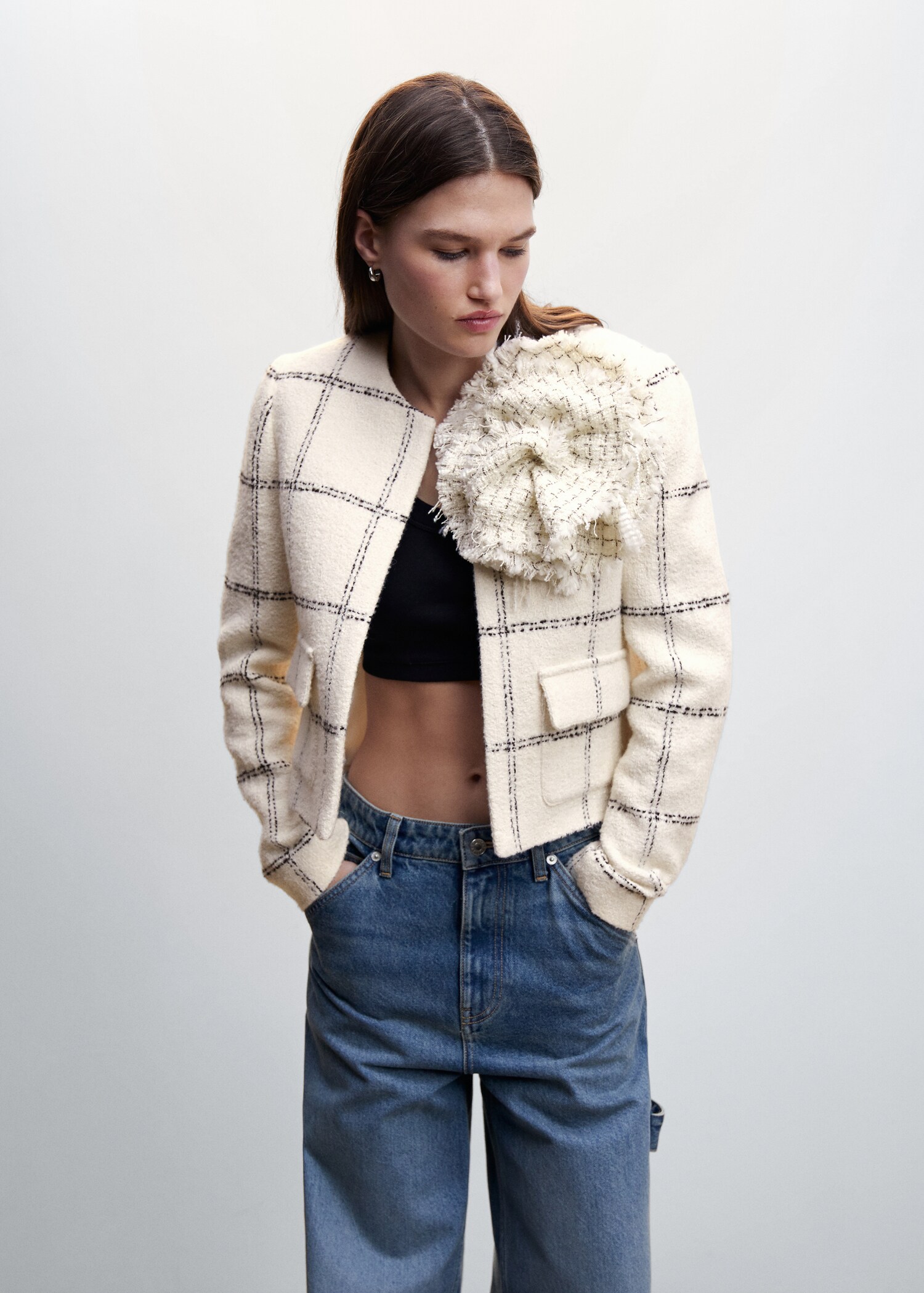 Veste tweed maxifleur - Plan moyen