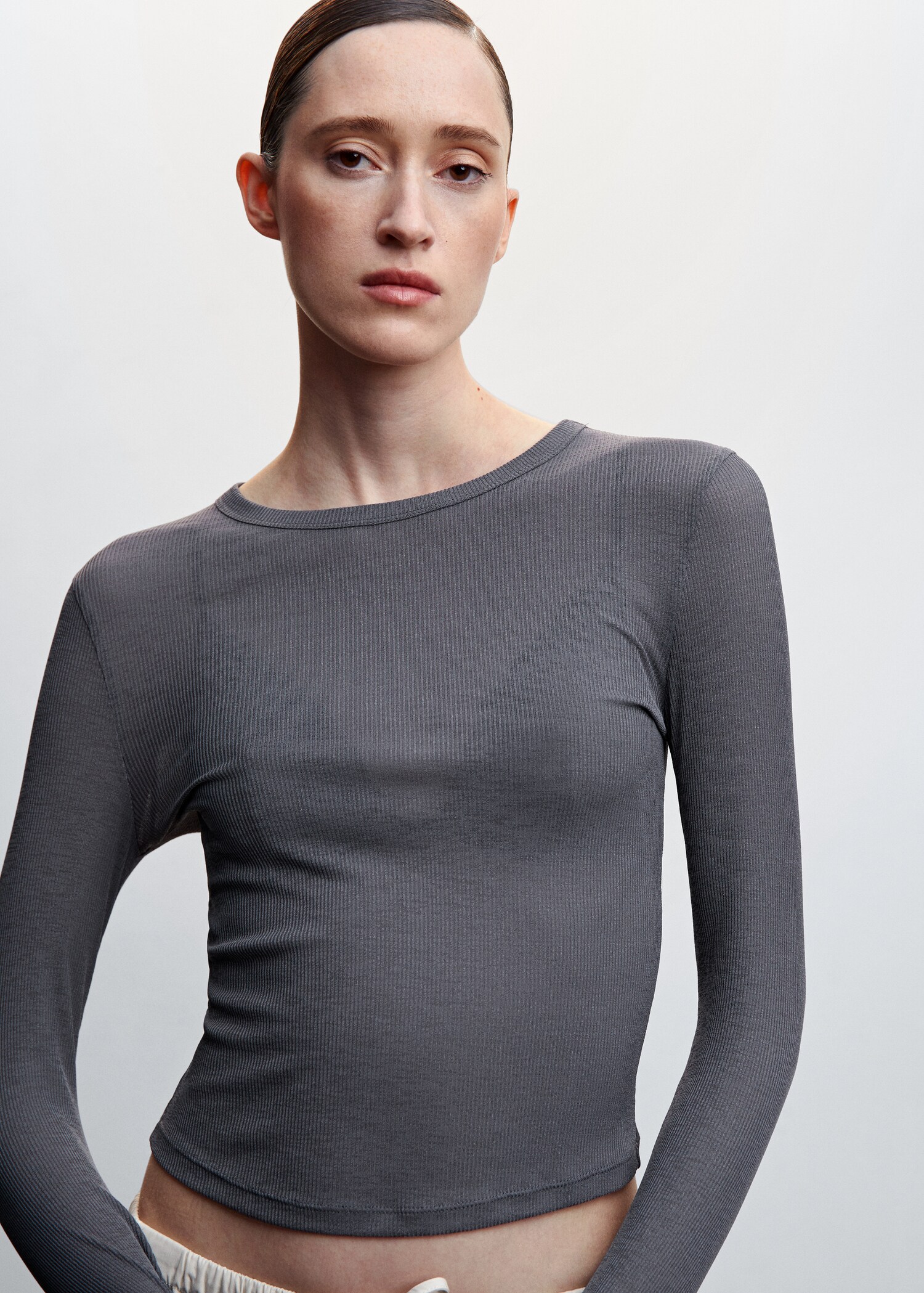 Ribbed  knit t-shirt - Medium plane
