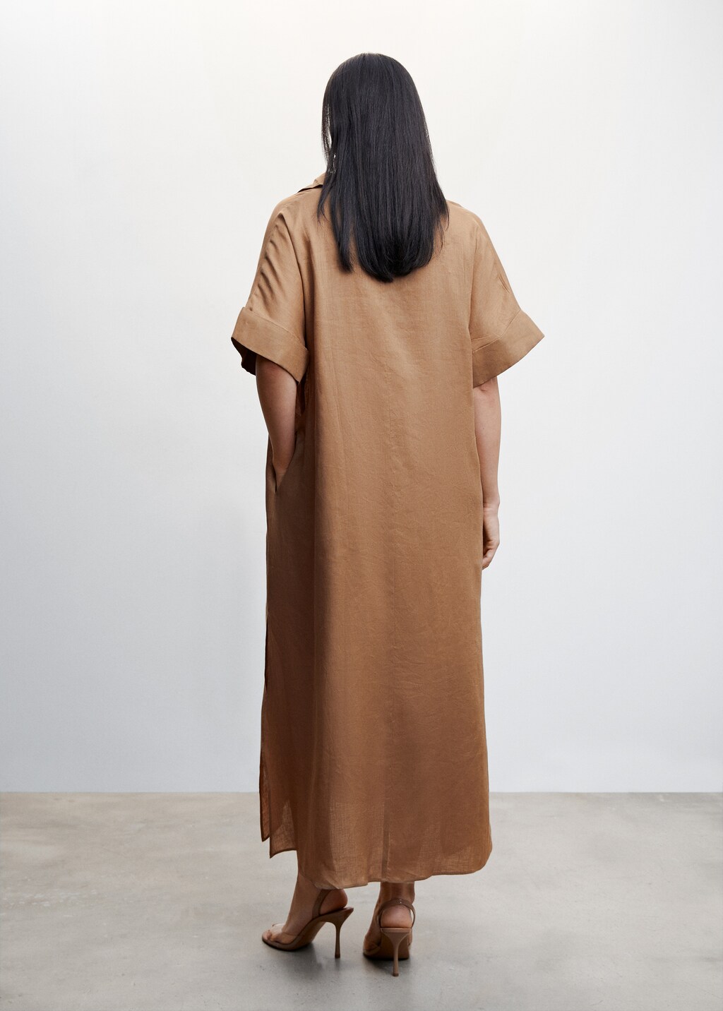 Mango linen blend shirt dress outlet