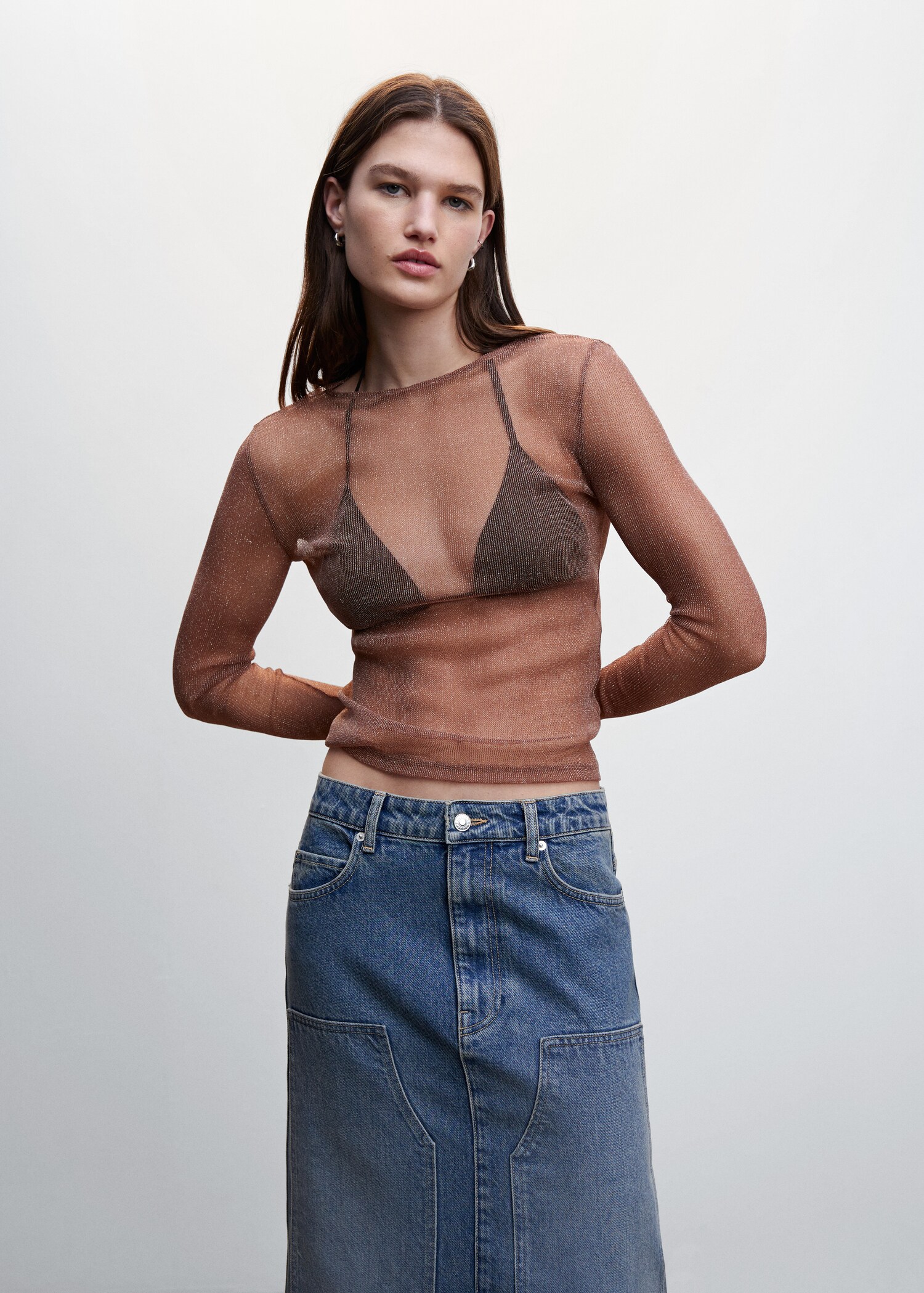 Semi-transparent lurex t-shirt - Medium plane