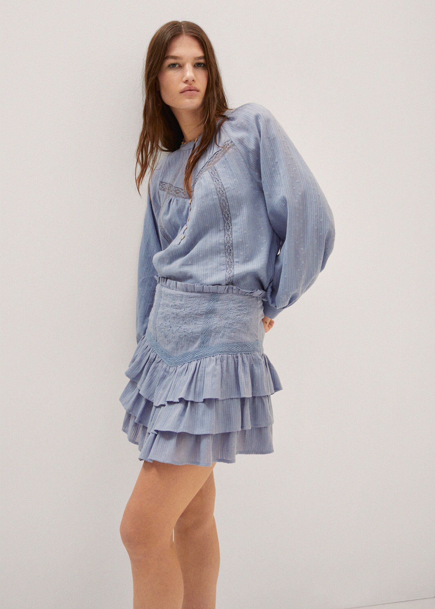 Embroidered ruffled skirt - Details of the article 2