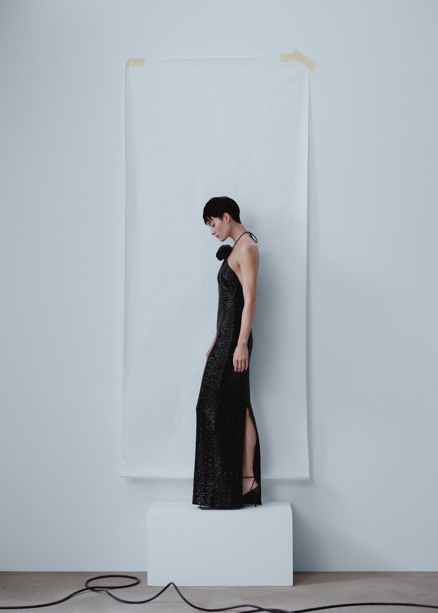 Sequined maxi flower dress - Details of the article 1