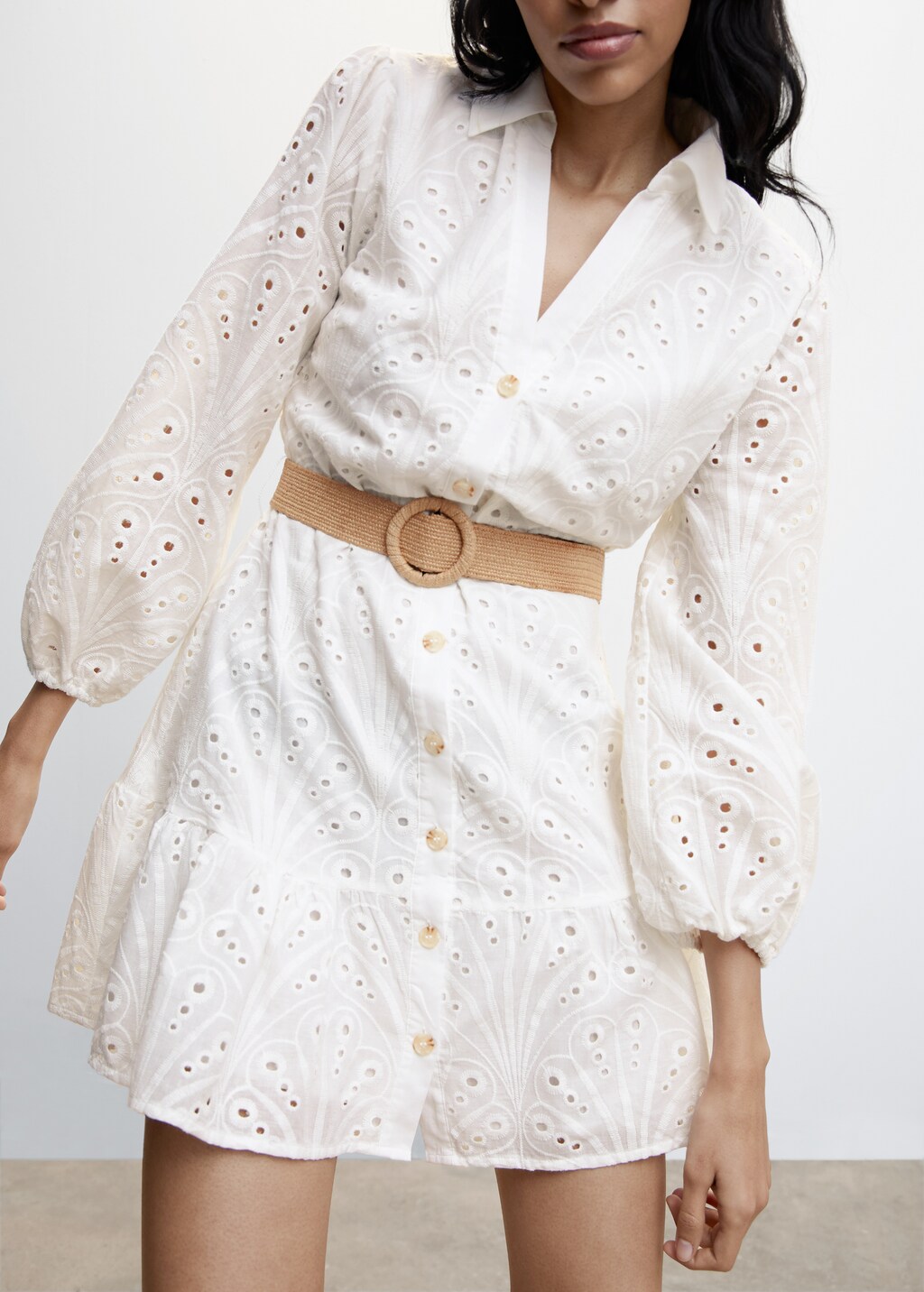 Mango belt shirt dress deals