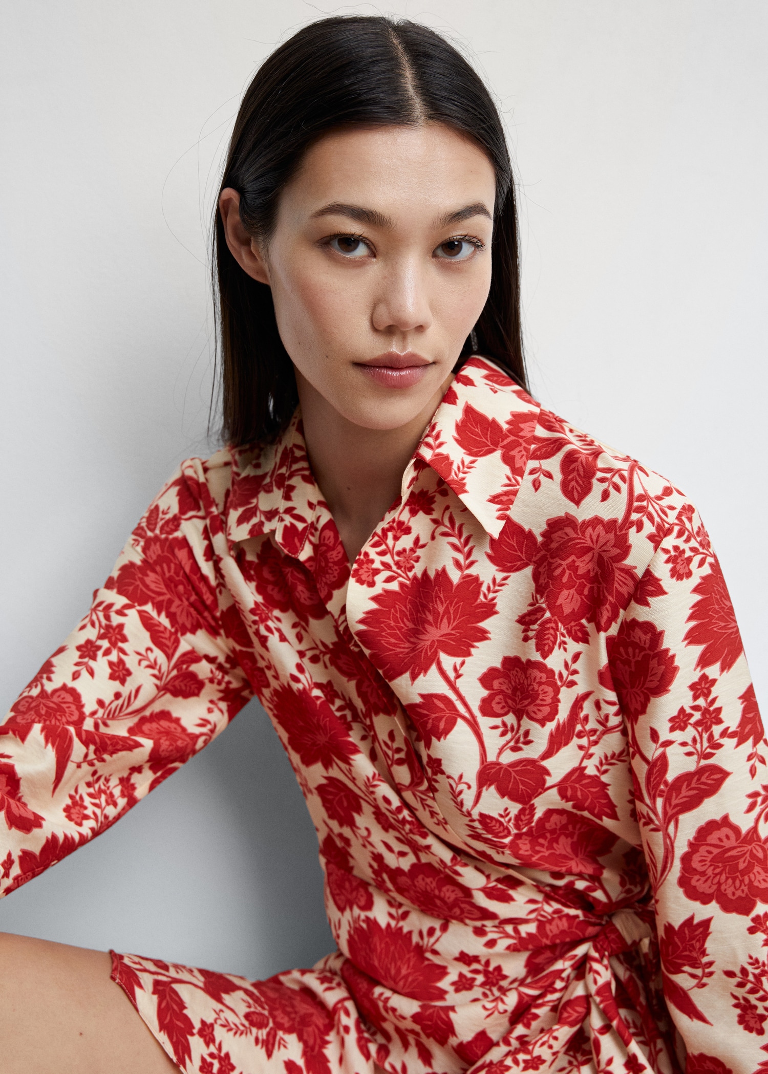 Robe cache-cœur à fleurs - Main Image