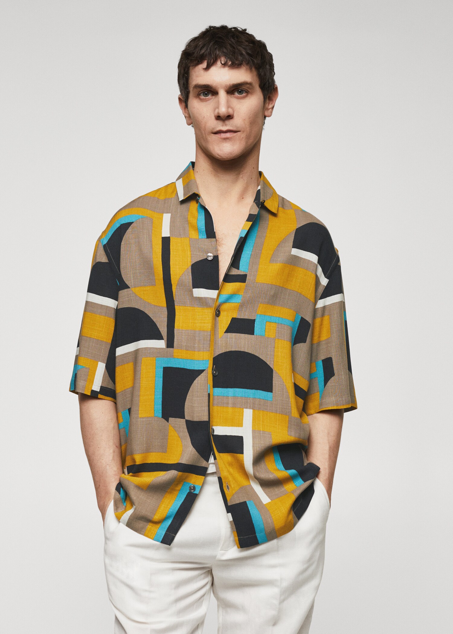 Regular fit geometric print shirt - Medium plane