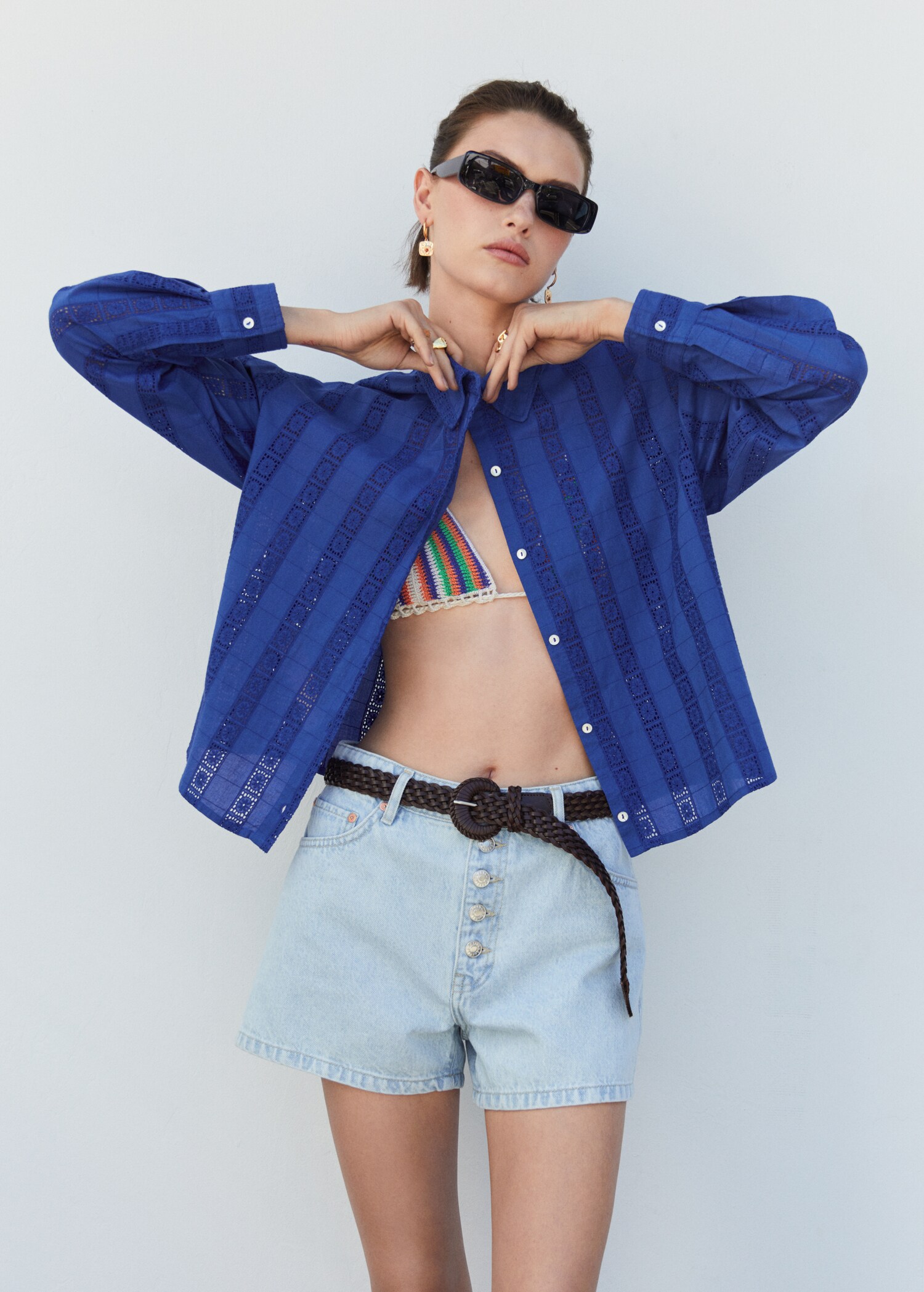 Embroidered cotton shirt - Medium plane