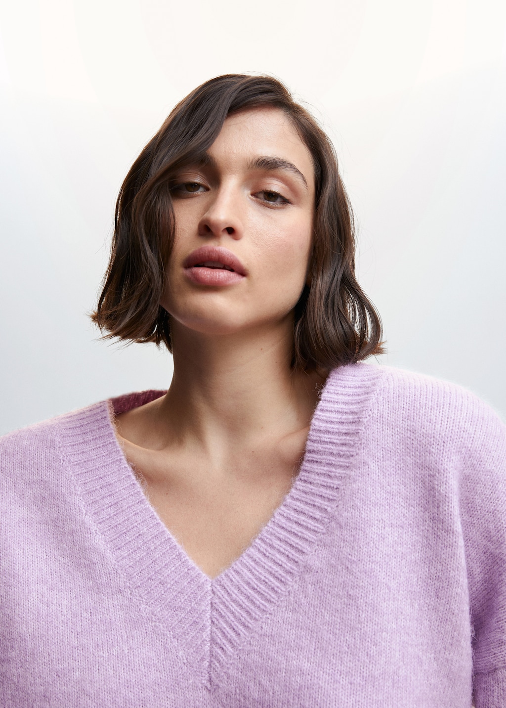 Chunky knit V neck sweater Women MANGO Azerbaijan