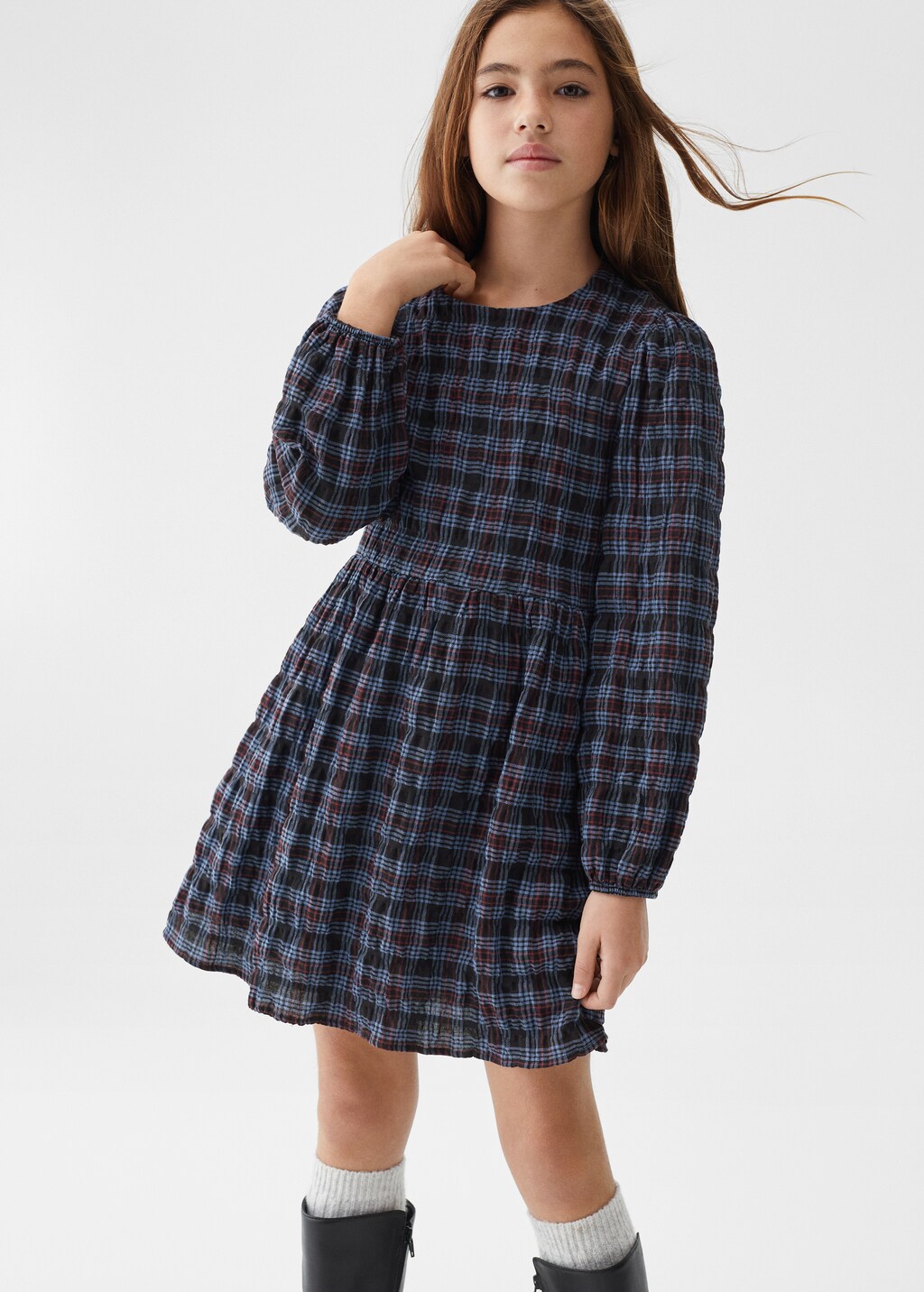 Frilled check dress