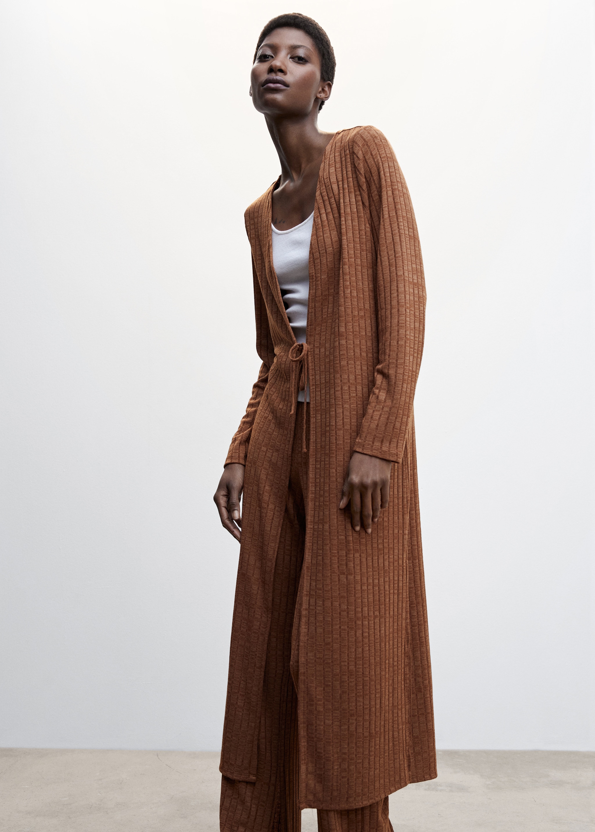 Ribbed long cardigan