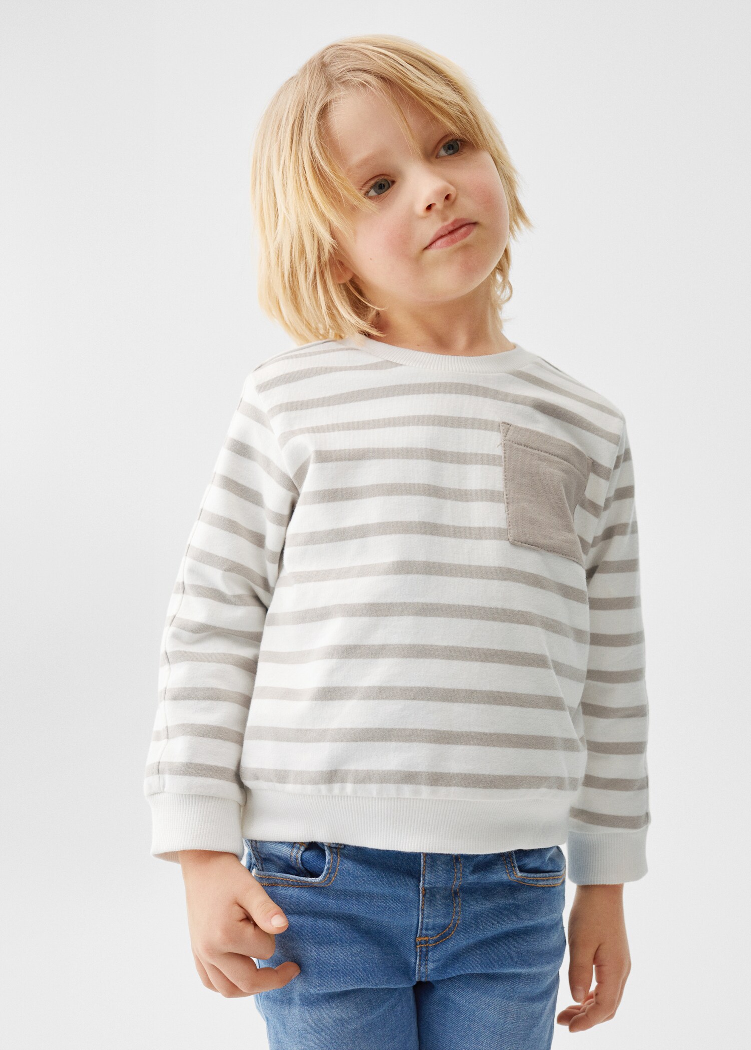 Gestreept katoenen sweatshirt - Middenvlak