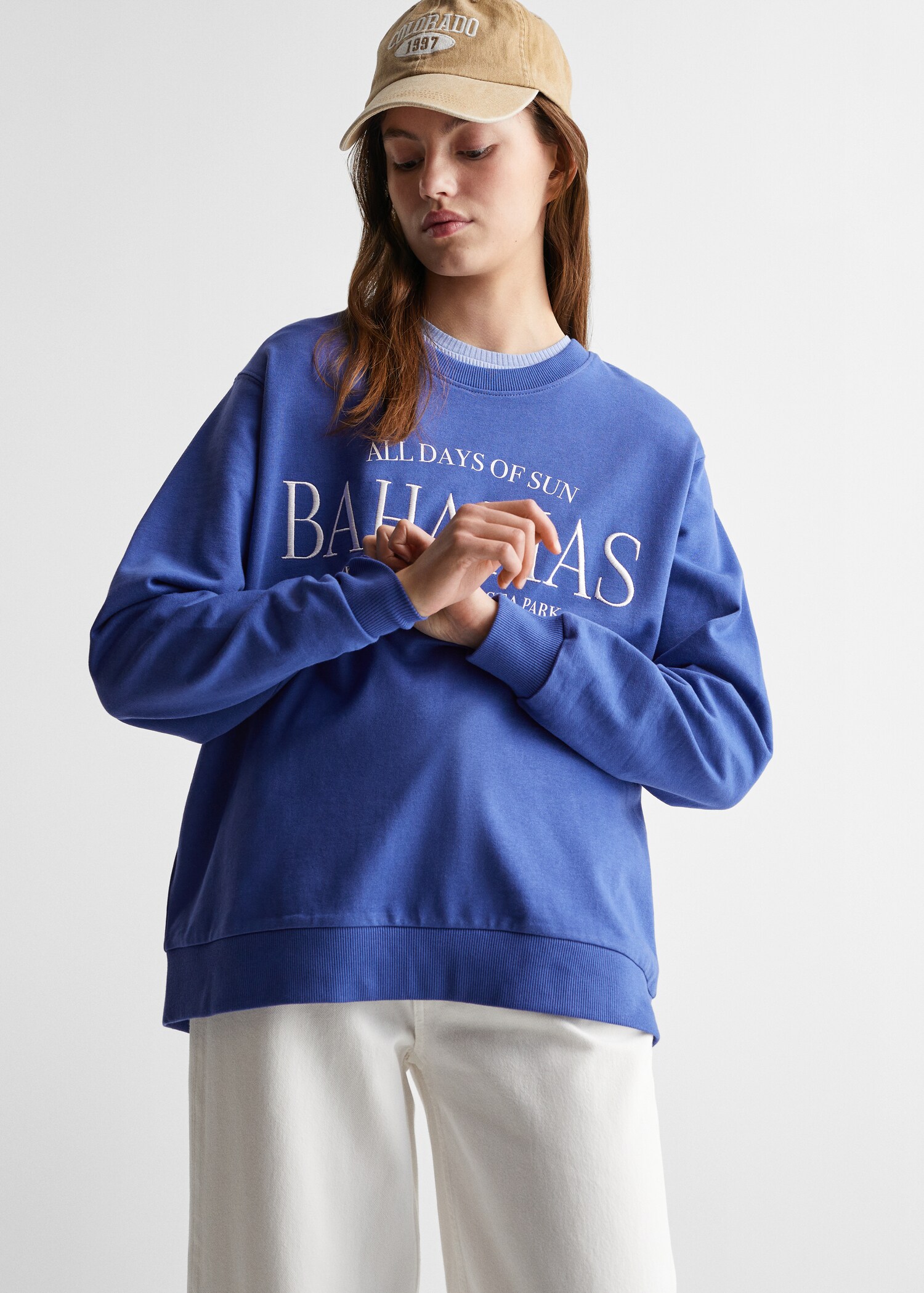 Embroidered Organic cotton embroidered sweatshirt - رؤية وسط
