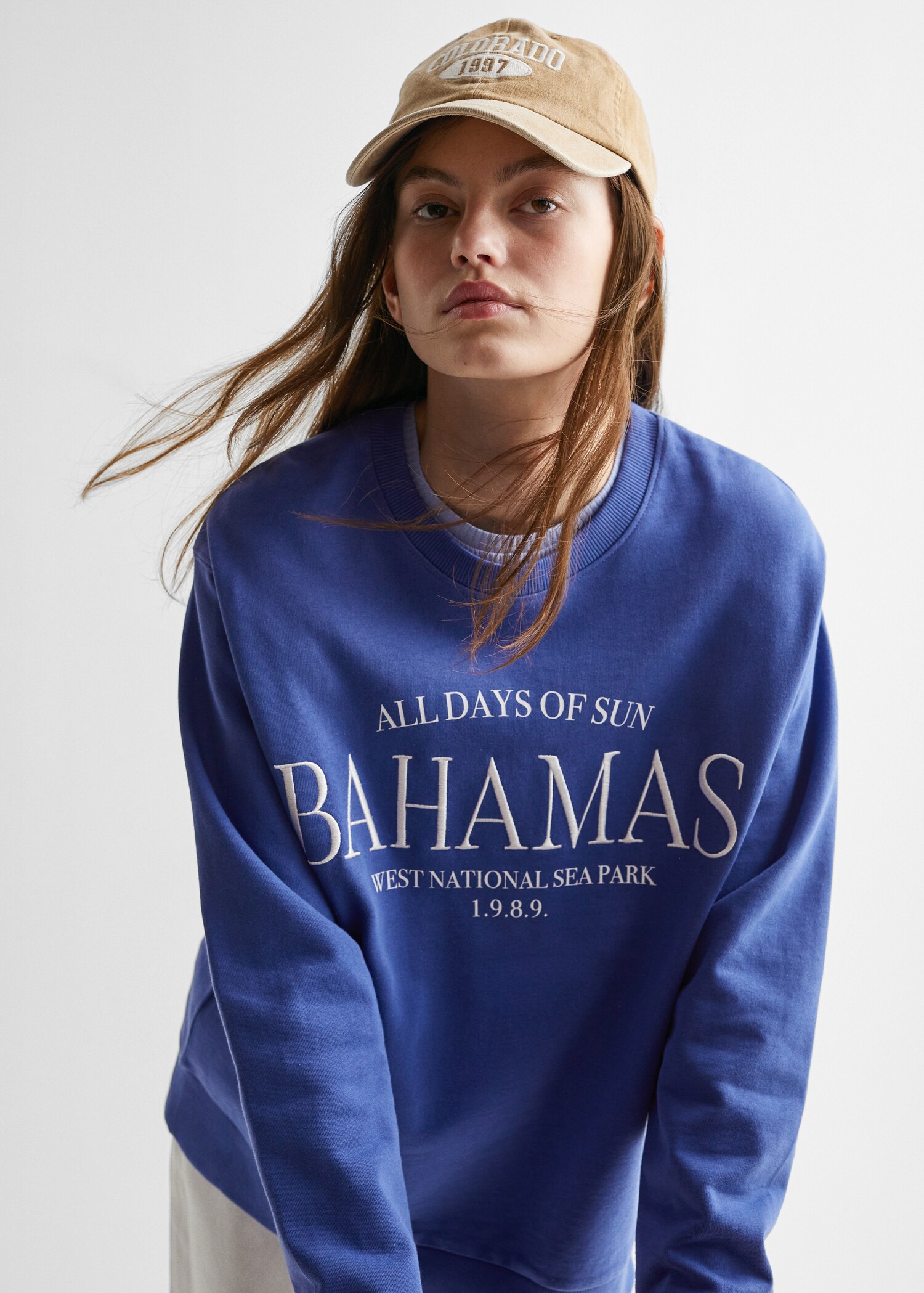 Embroidered Organic cotton embroidered sweatshirt - تفاصيل المنتج 1