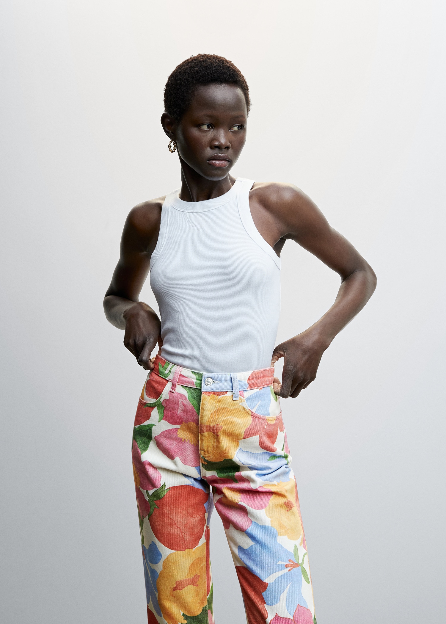Flowers cotton trousers - Details of the article 1