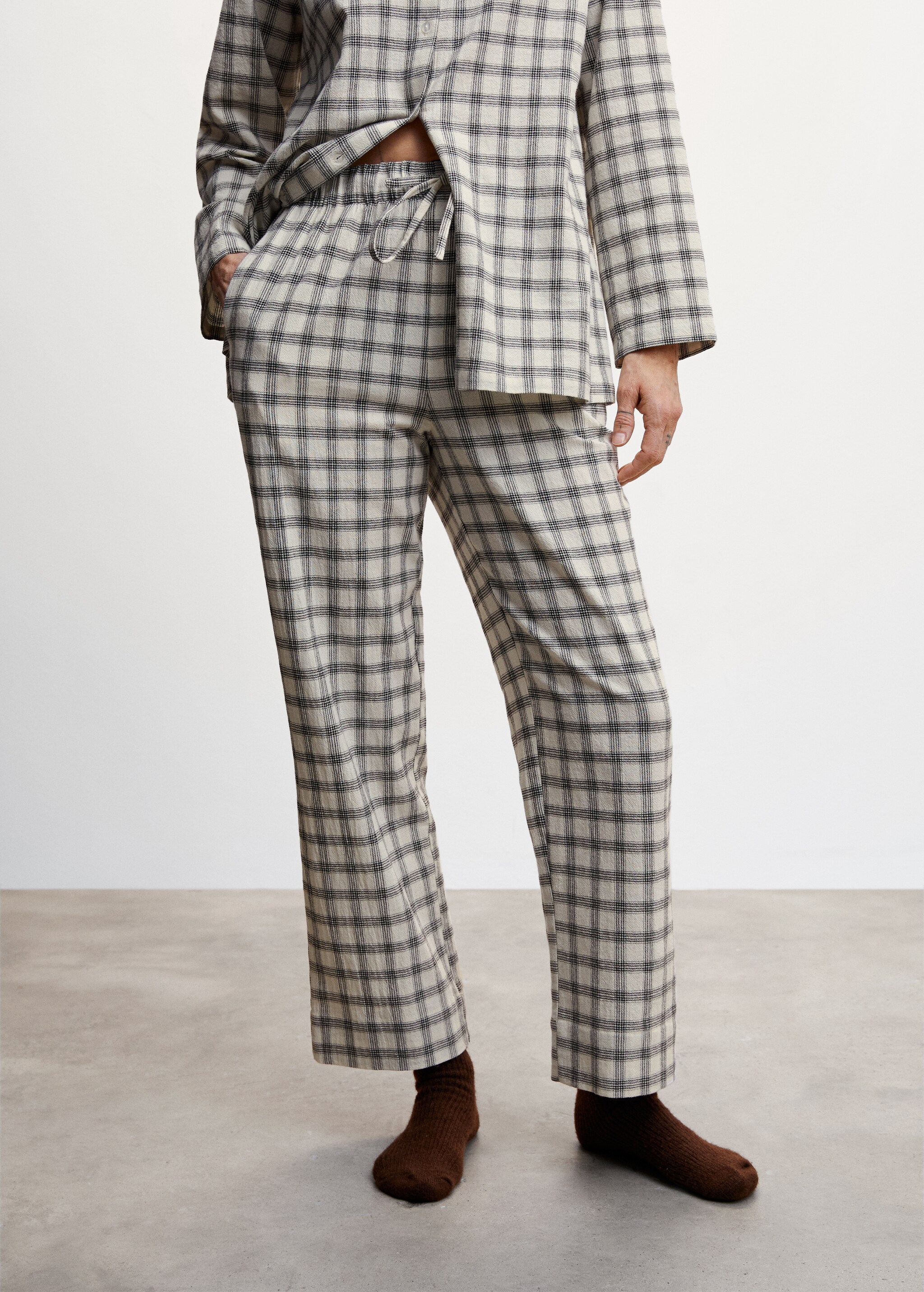 Flannel cotton pyjama trousers - Medium plane
