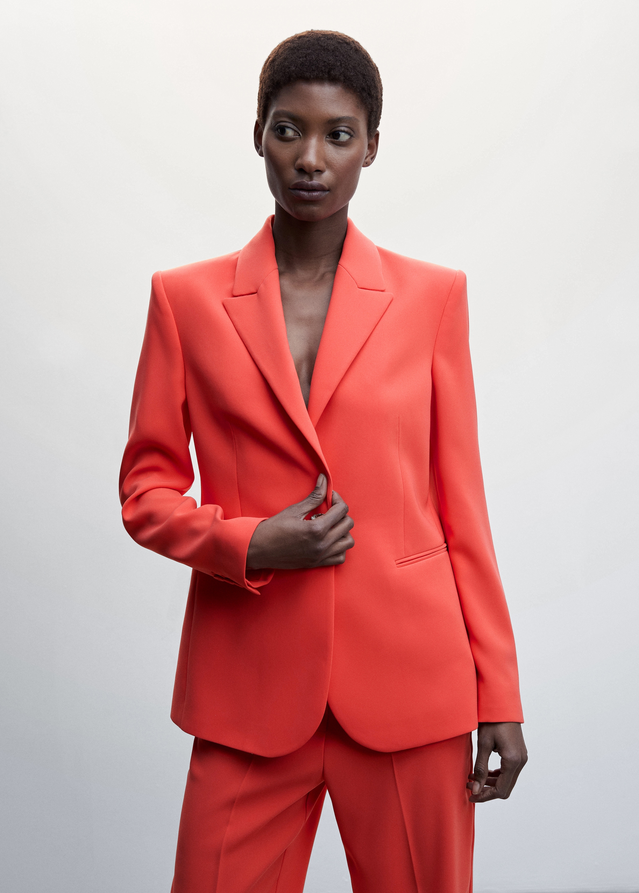 Red Suit Jacket Over Dress Red Crop Jacket Skirt Suit 2-Piece Suit