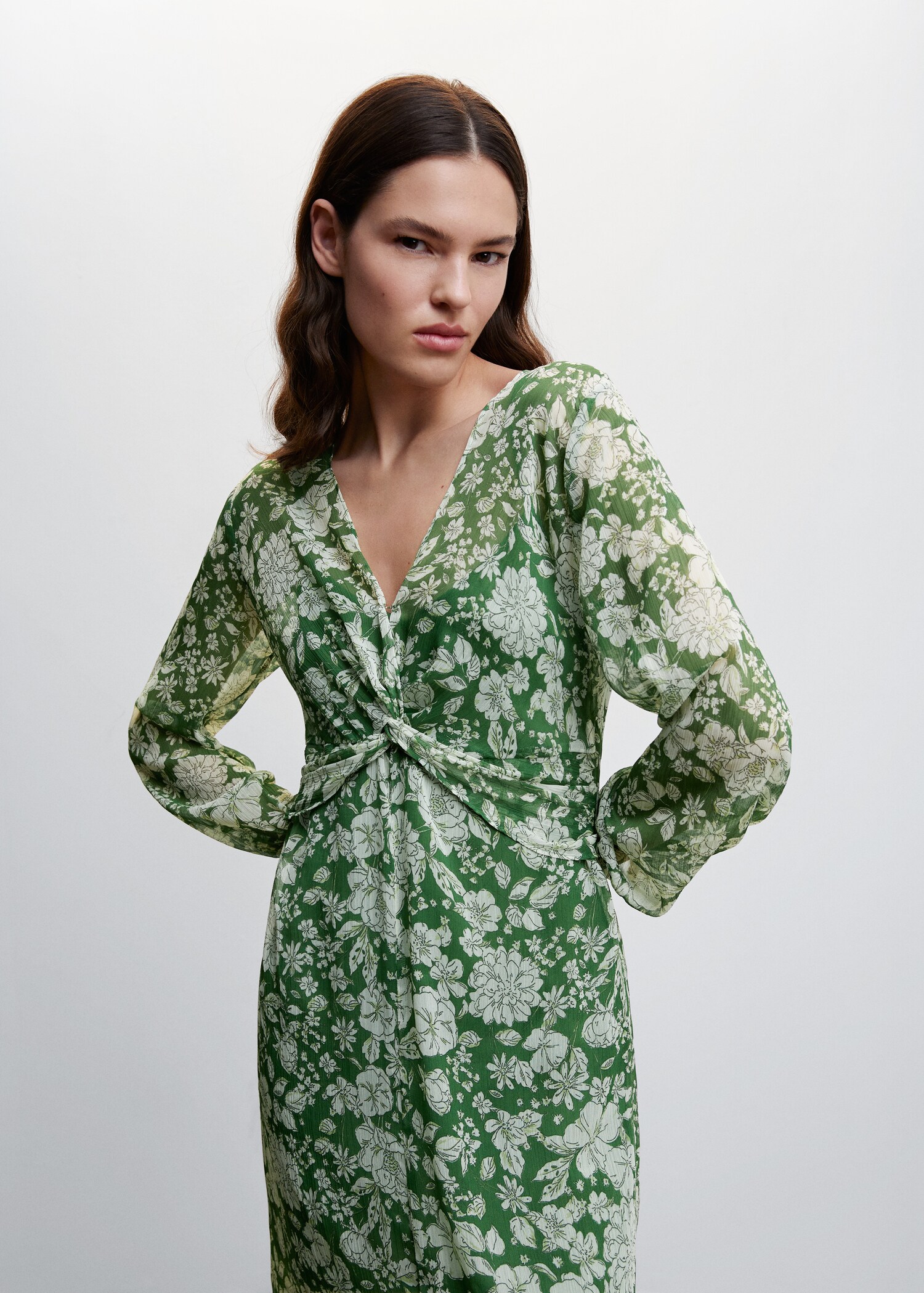 Gemustertes Midi-Kleid - Mittlere Ansicht