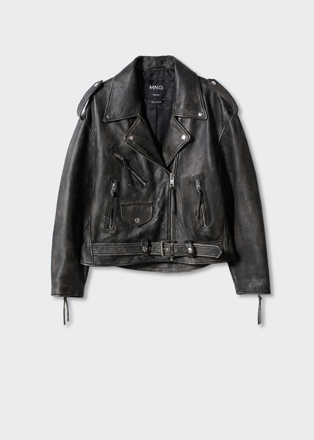 Leather biker oversize jacket - Women | MANGO Japan Leather biker oversize jacket - Women | MANGO Japan