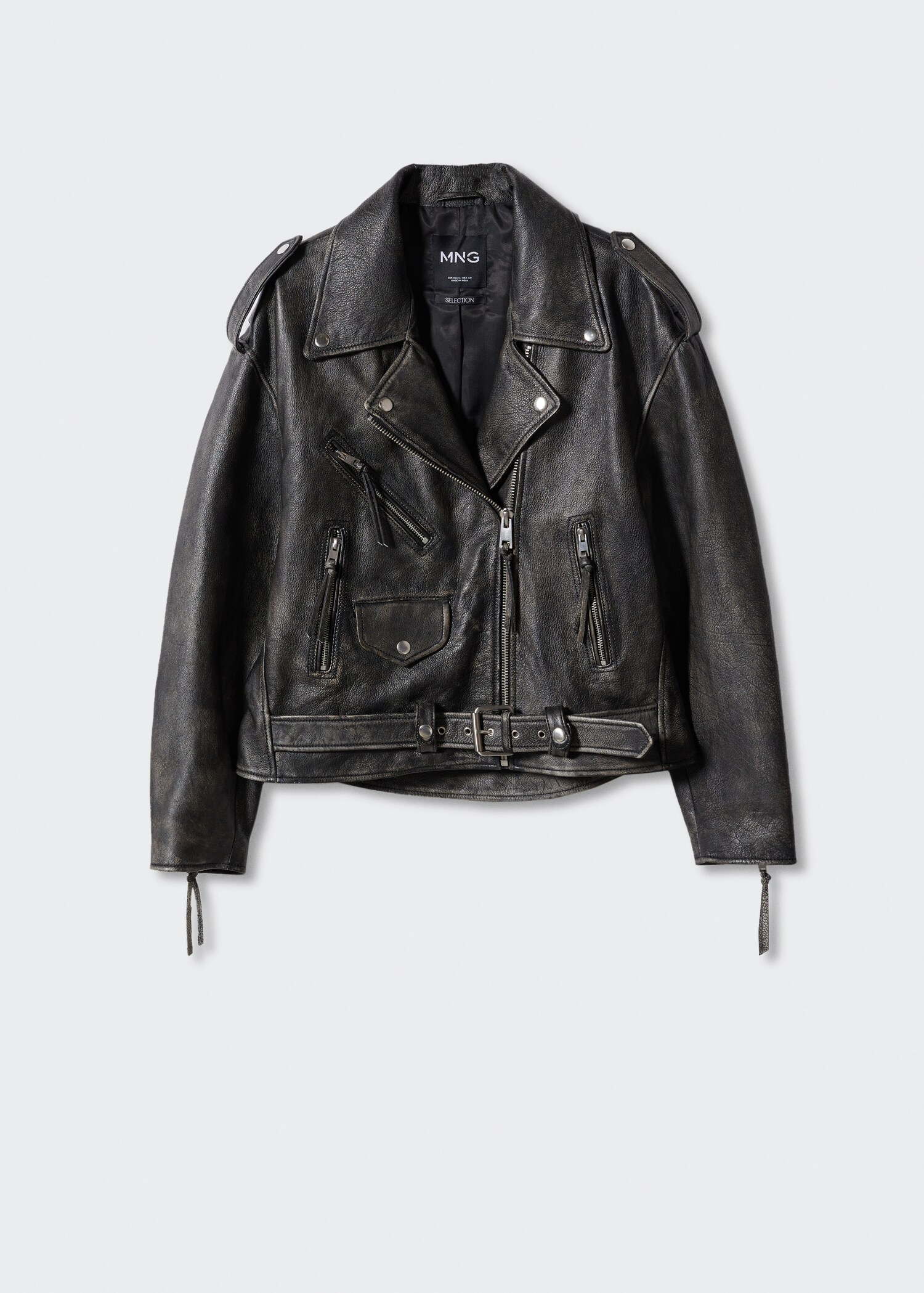 Cazadora biker piel oversize - Artículo sin modelo