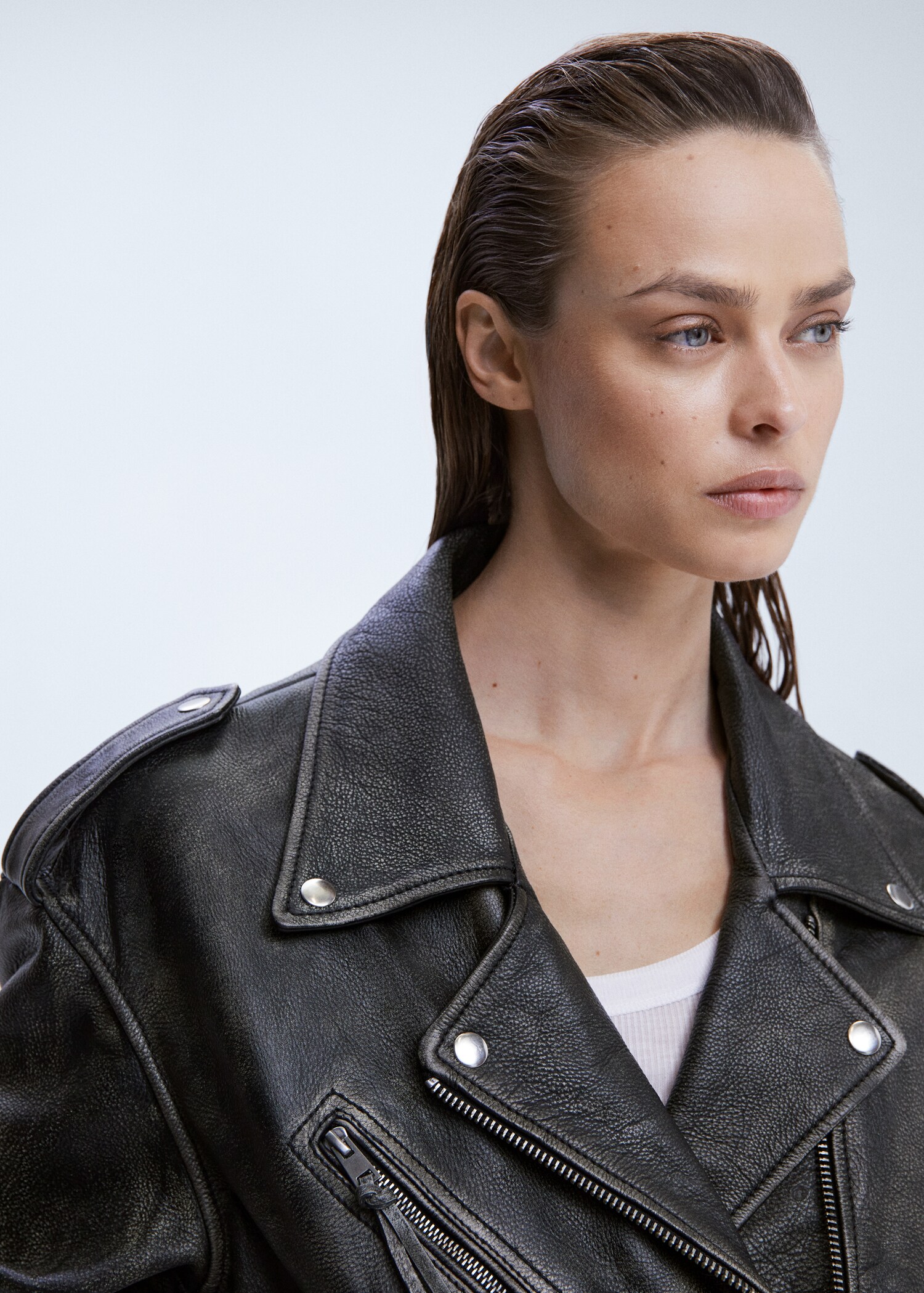 Cazadora biker piel oversize - Detalle del artículo 1