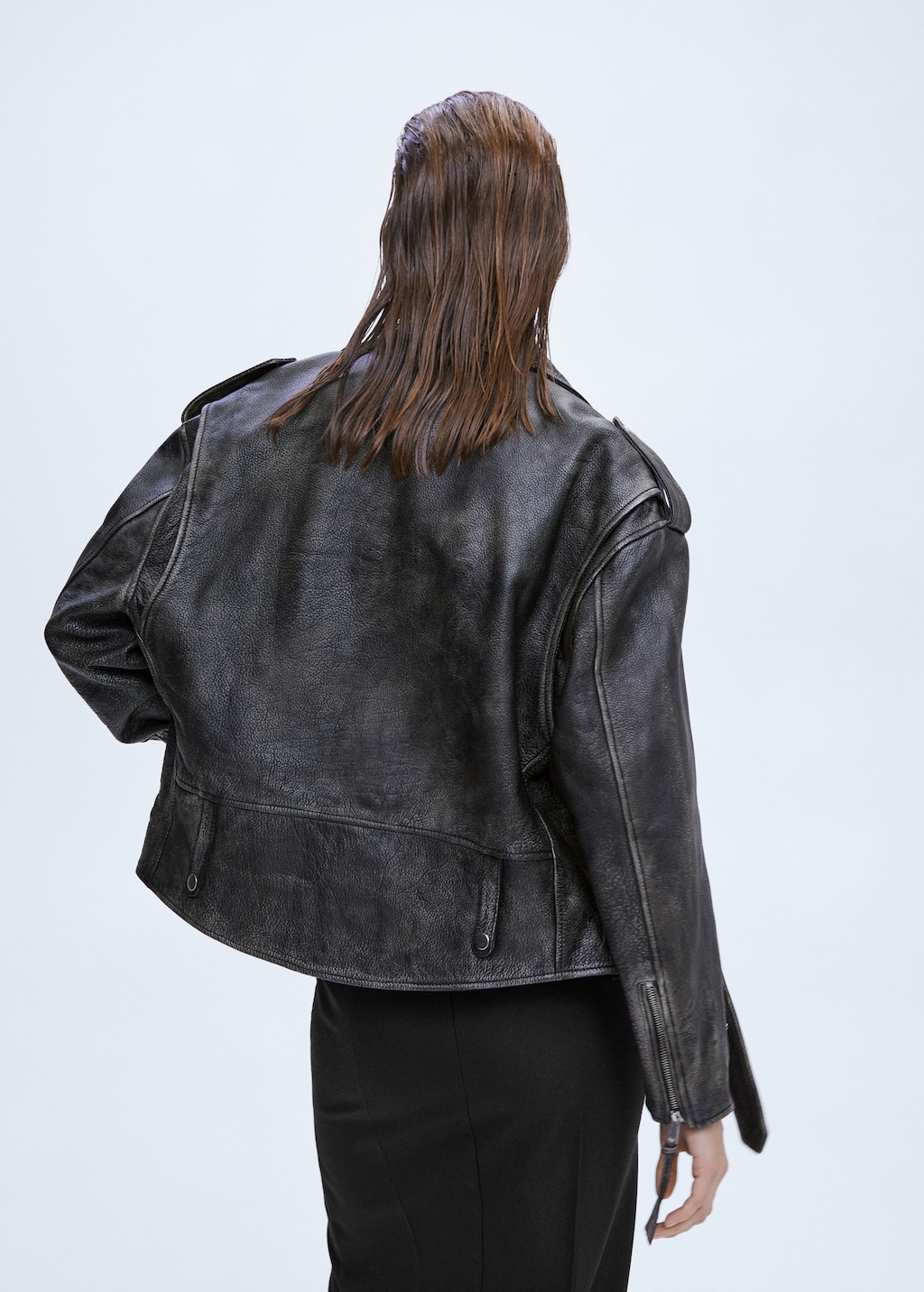 Mango oversized biker jacket best sale