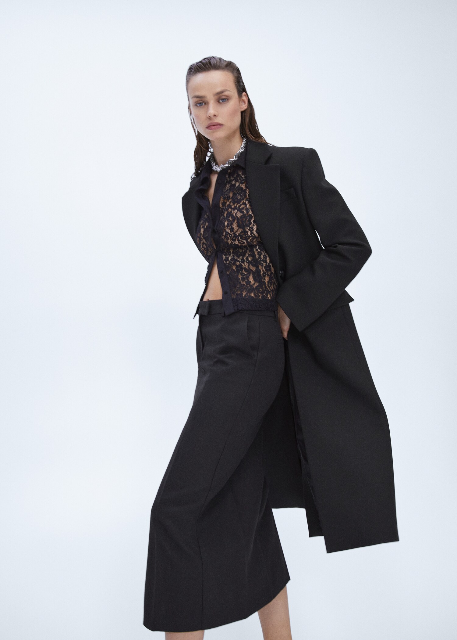 Pencil wool-blend skirt - Details of the article 1
