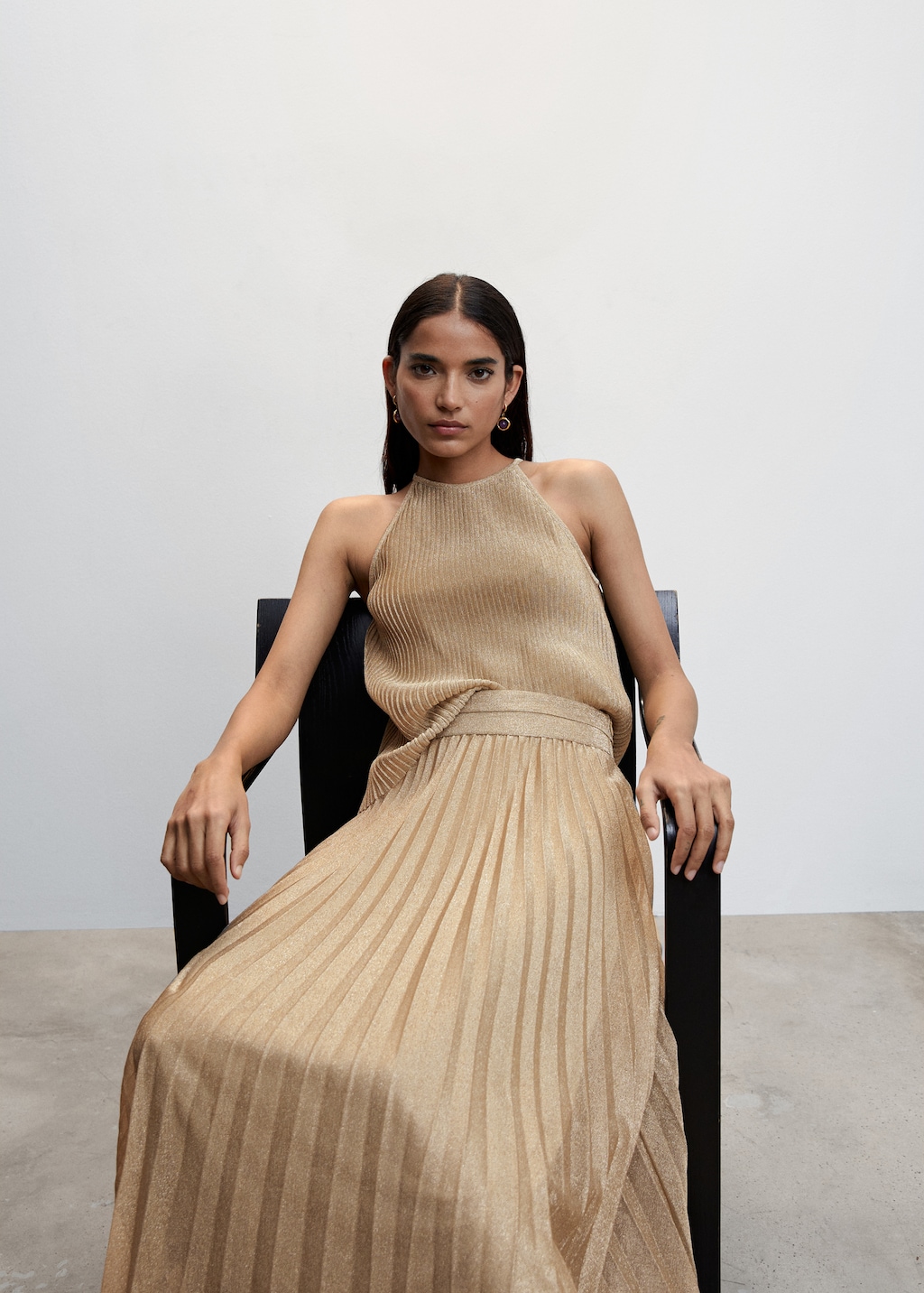 Metallic effect pleated skirt Women MANGO Iraq
